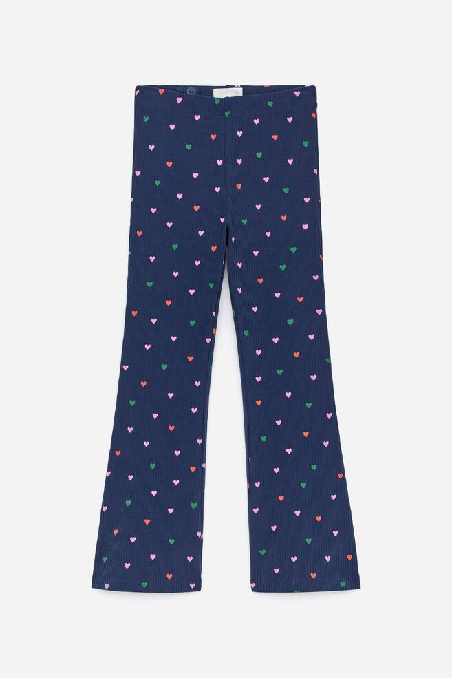 Ribbede leggings med svaj - Blå/multifarvet/Beige/sort/Sort/Mørkeblå/blomster - 1