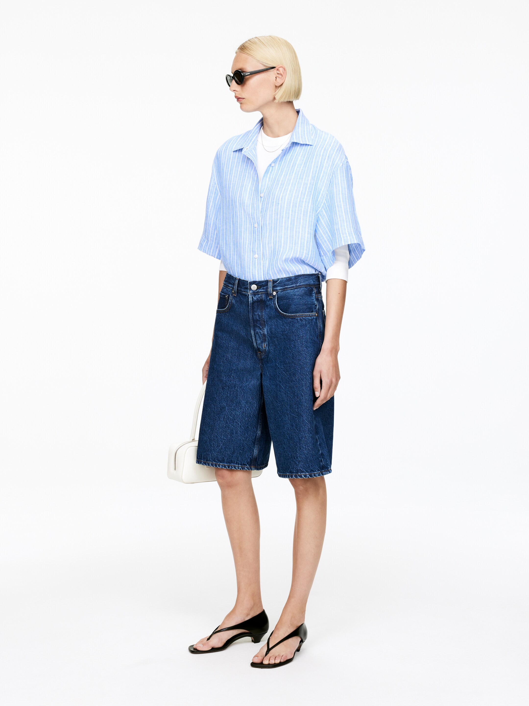 Ingrandisci l'immagine: Long Denim Shorts - Dark Blue - DONNA | H&M CH 4