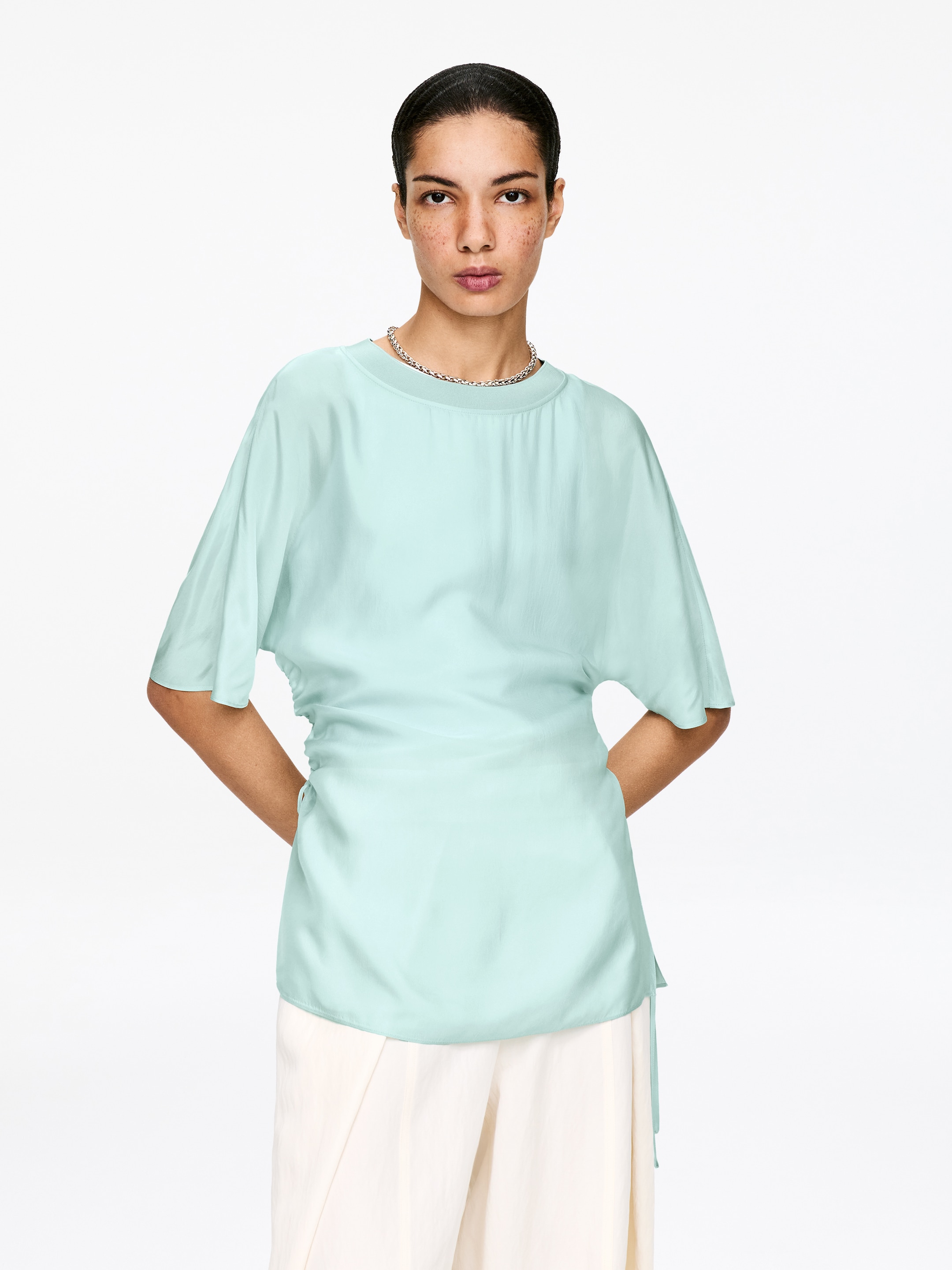 Drawstring Top-#C5D8DB-18040