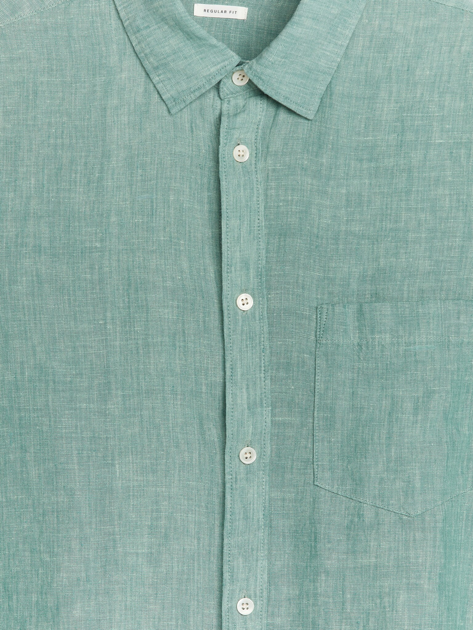 Chemise en lin de coupe classique - Vert clair chiné/Marron/Vert foncé/Bleu ciel/Blanc/Blanc cassé/Beige/Vert poudré/Blanc/Taupe/Bleu/Bleu foncé/Taupe foncé chiné/Vert kaki/blanc - 2