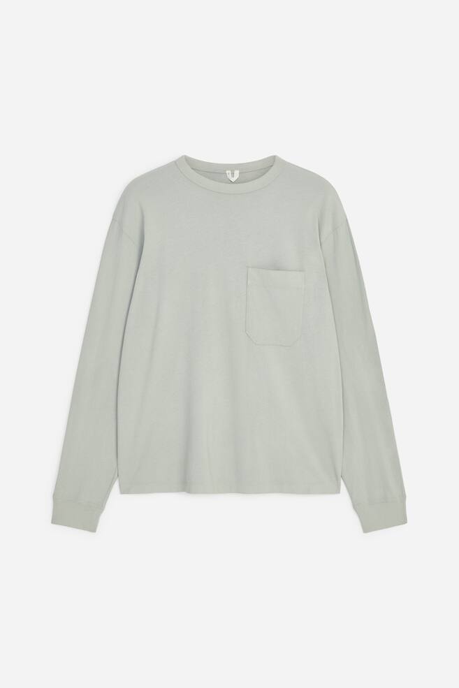 Langærmet T-shirt i relaxed fit - Lys kakigrøn/grå/Sennep - 1