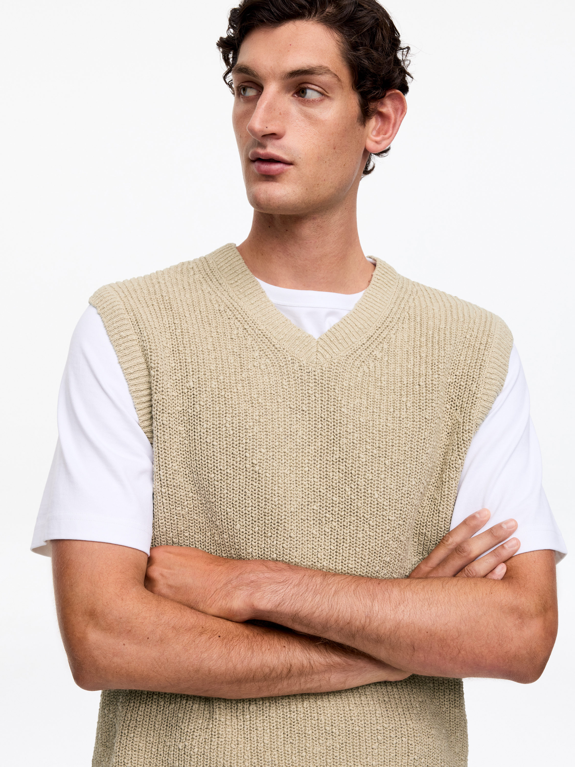Cotton Linen Vest – Beige – Men – ARKET EU