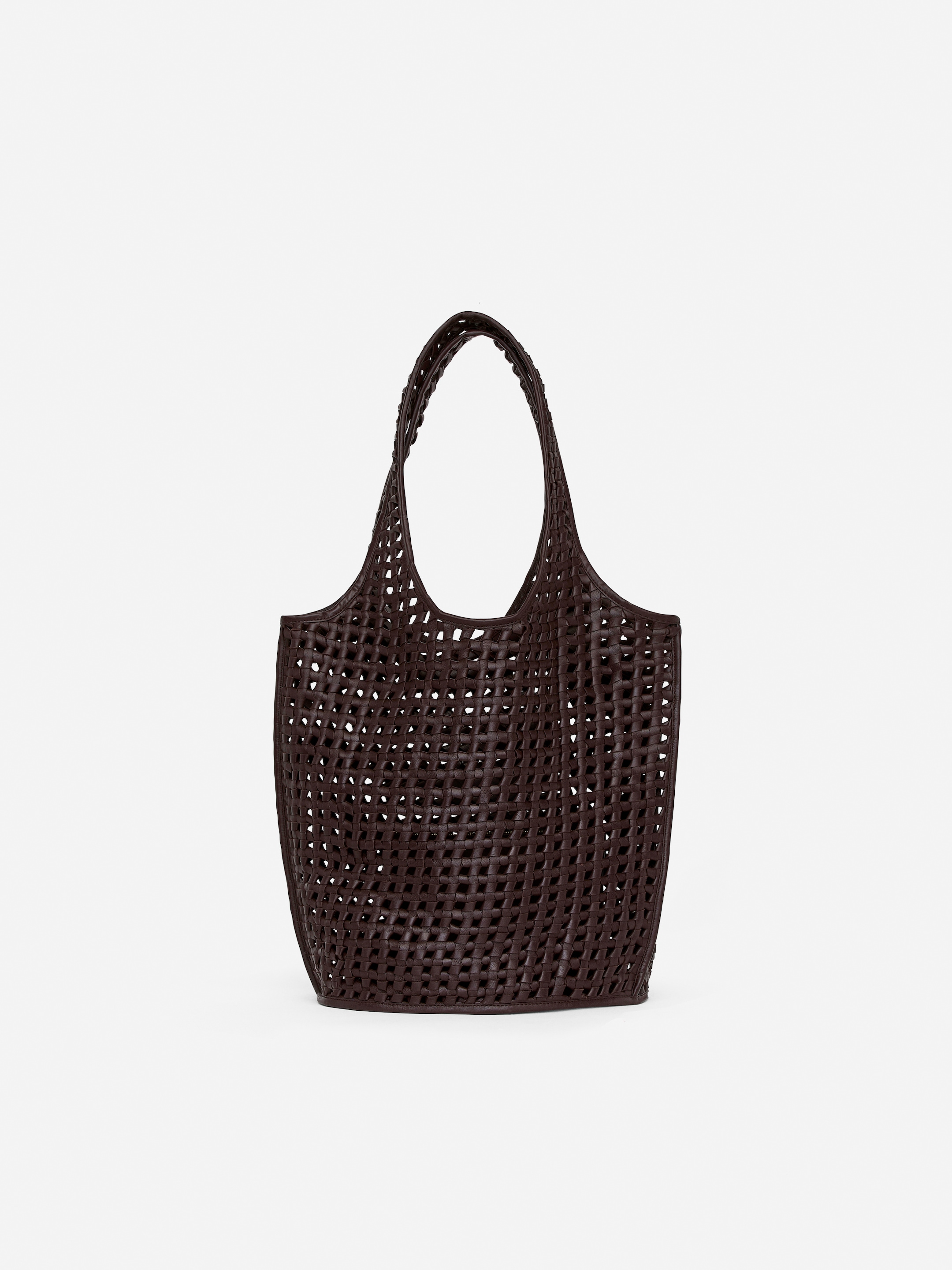 Slouchy Leather Tote-#4B3836-15623