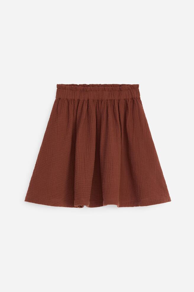 Cotton Muslin Skirt - Brown/Off White/Oranges - 1