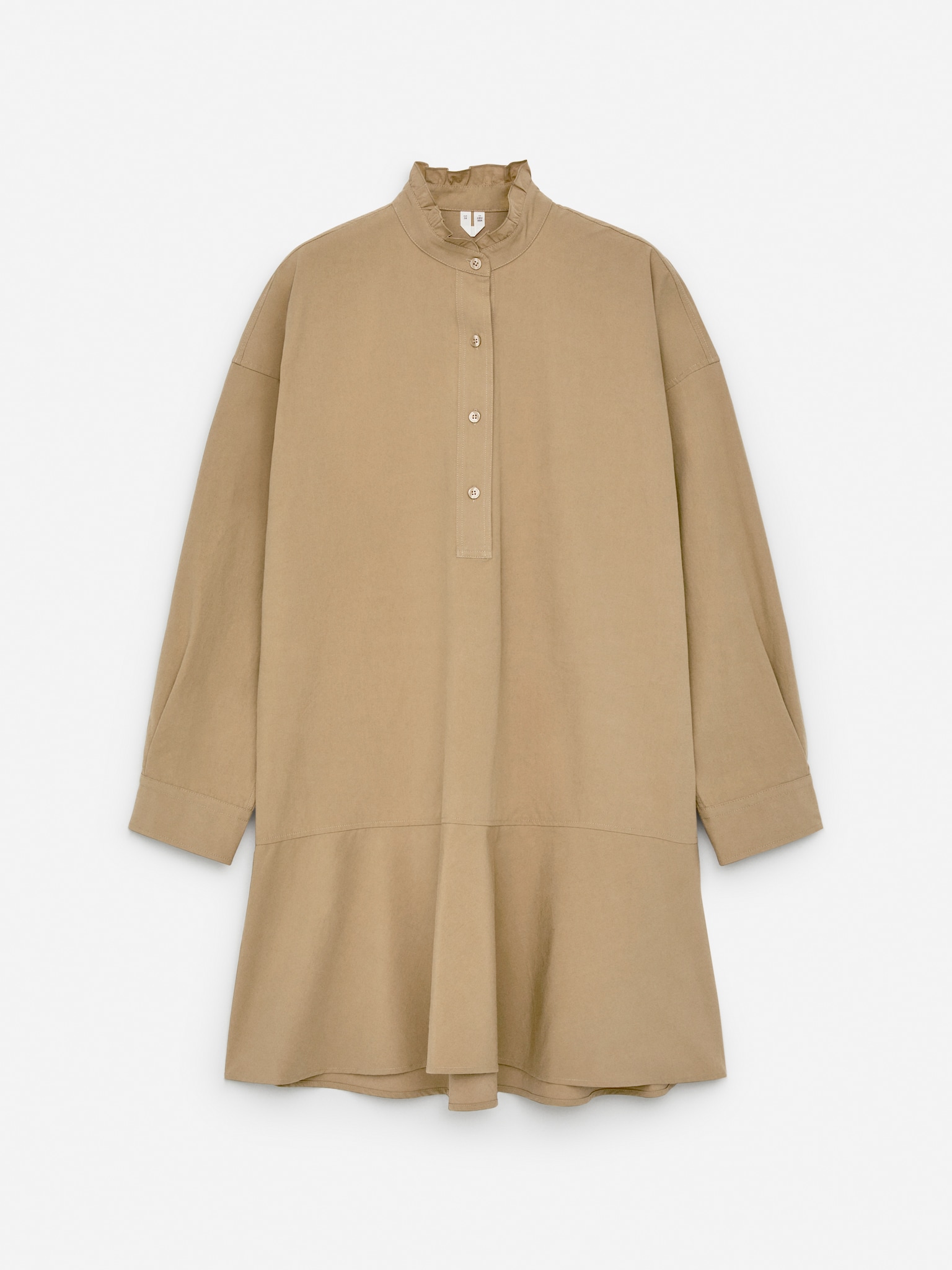 Robe à volants en coton - Beige foncé - 1