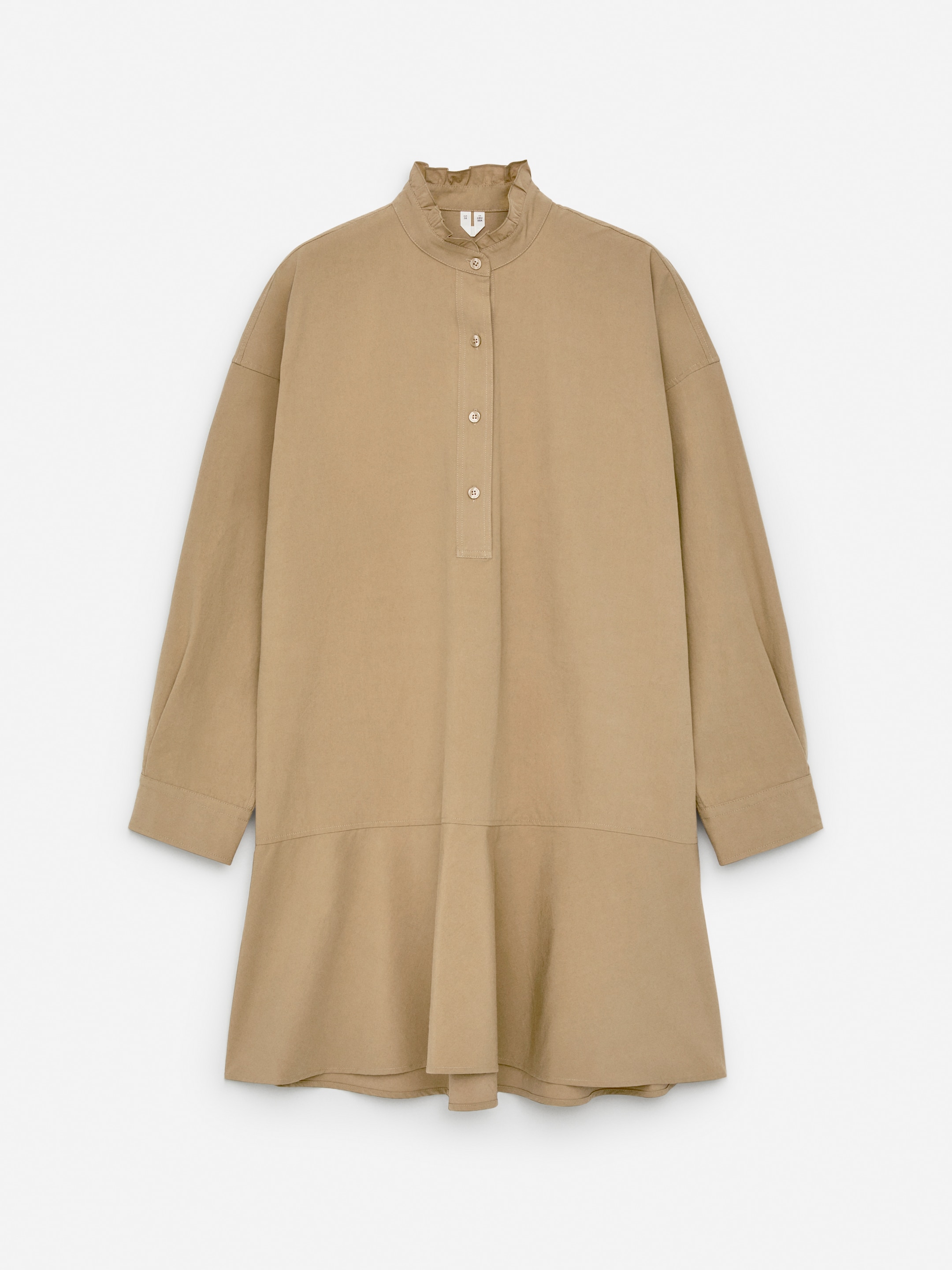 Ver imagen más grande: Vestido de algodón con detalle de volantes - Beige oscuro - MUJER | H&M ES 1