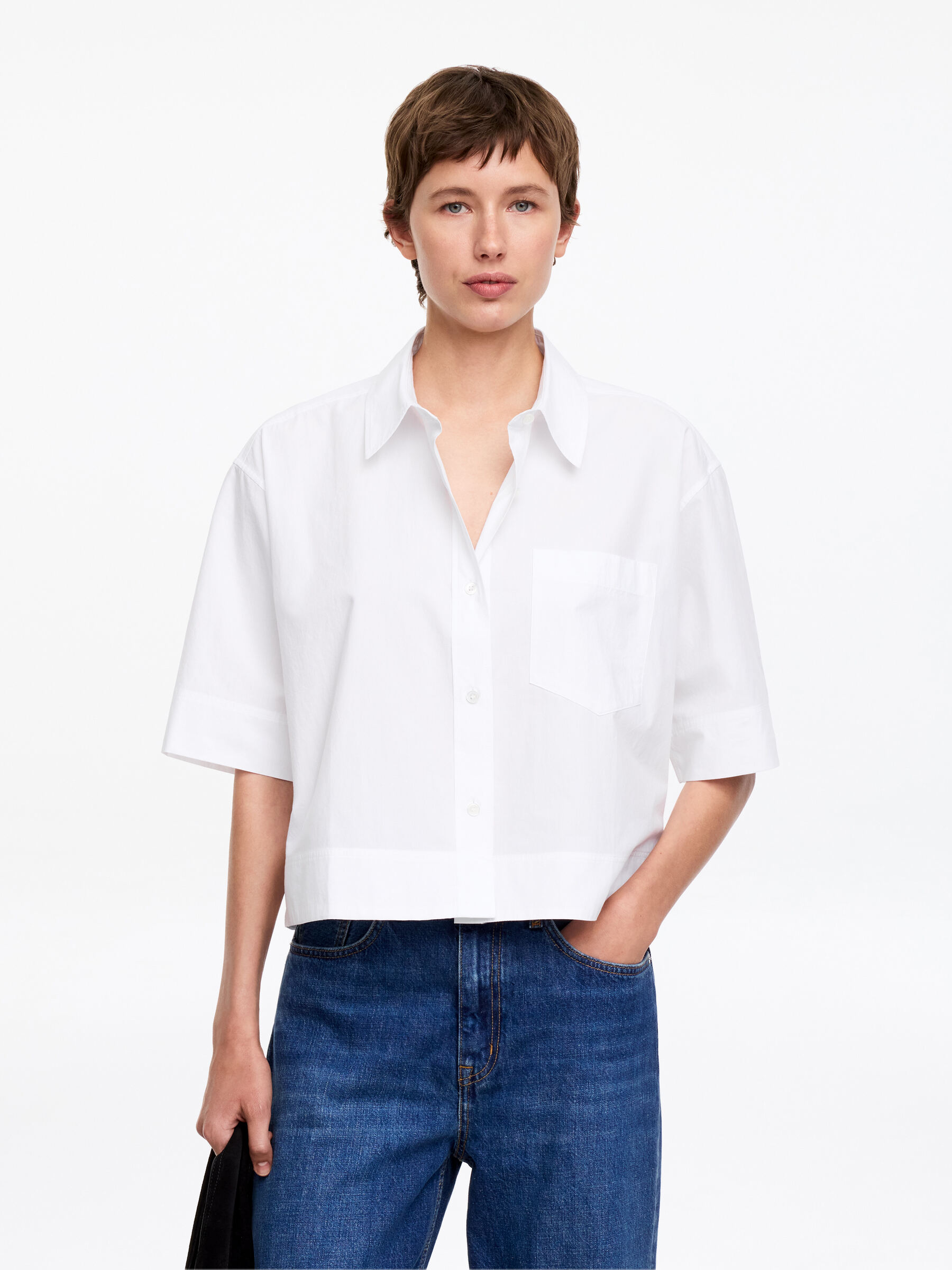Camisa de algodón de manga corta - Blanco - Corte estándar - Women - StillMedia/Lookbook - 17