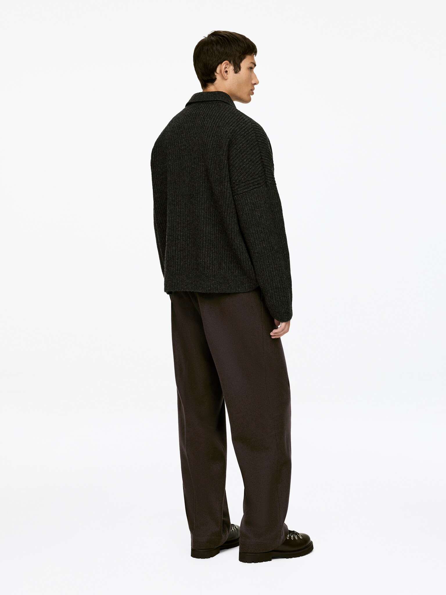 Relaxed Wool Trousers - Bruin/Zwart - 3