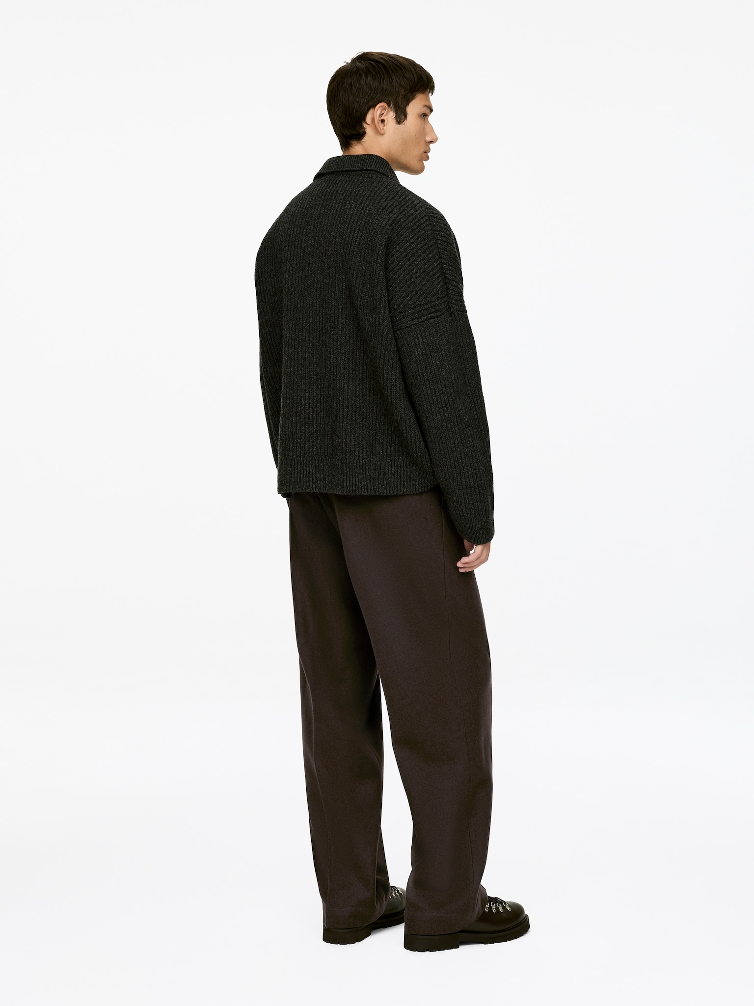 Pantalon décontracté en laine - Marron/Noir - 6