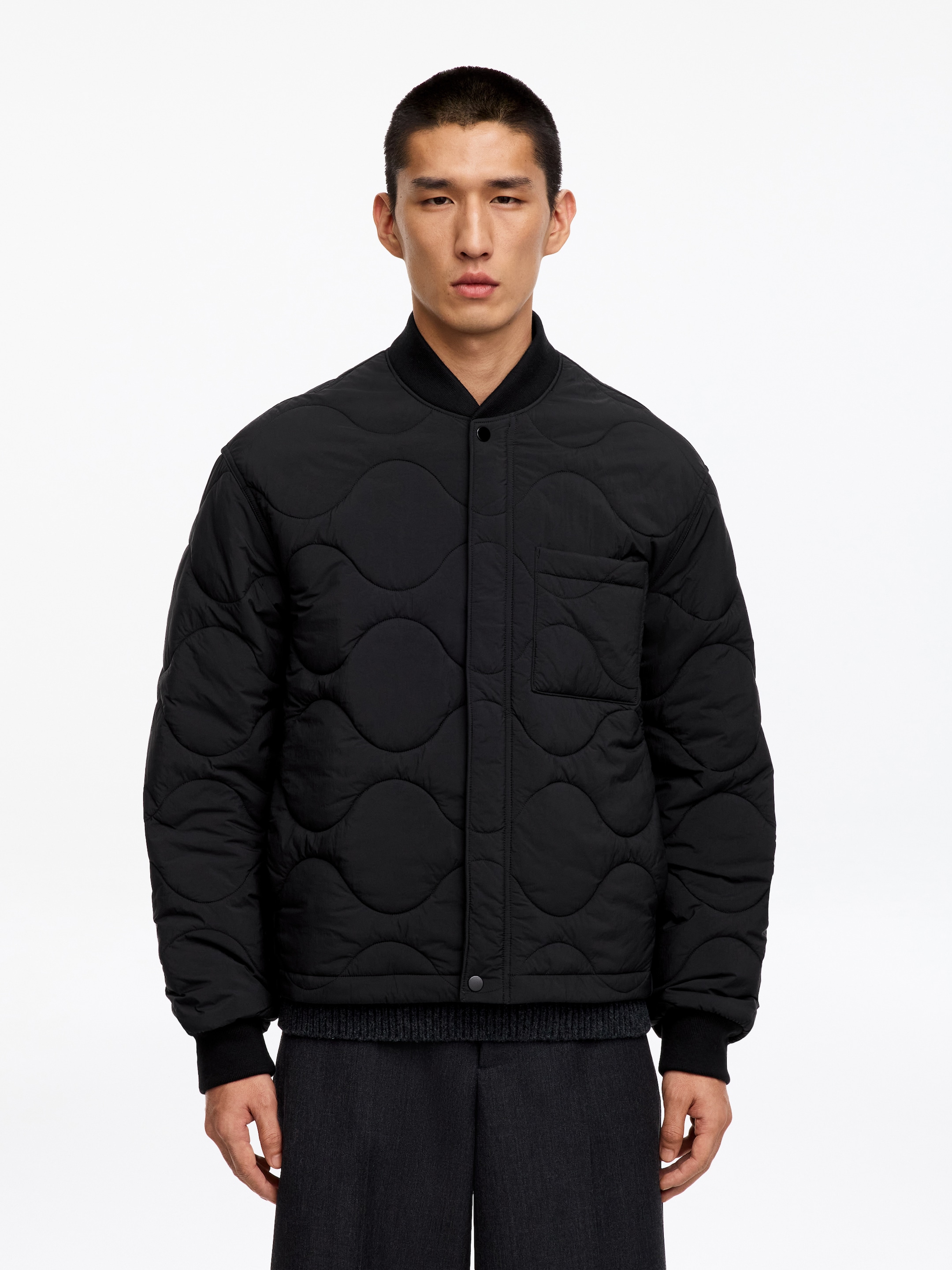 2-in-1 Quilted Liner Jacket-Black-19757