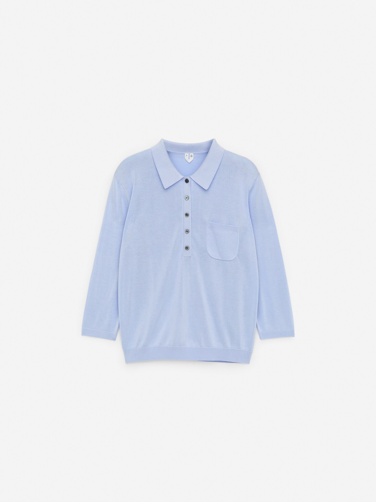 Tricou polo tricotat - Albastru deschis/Off White