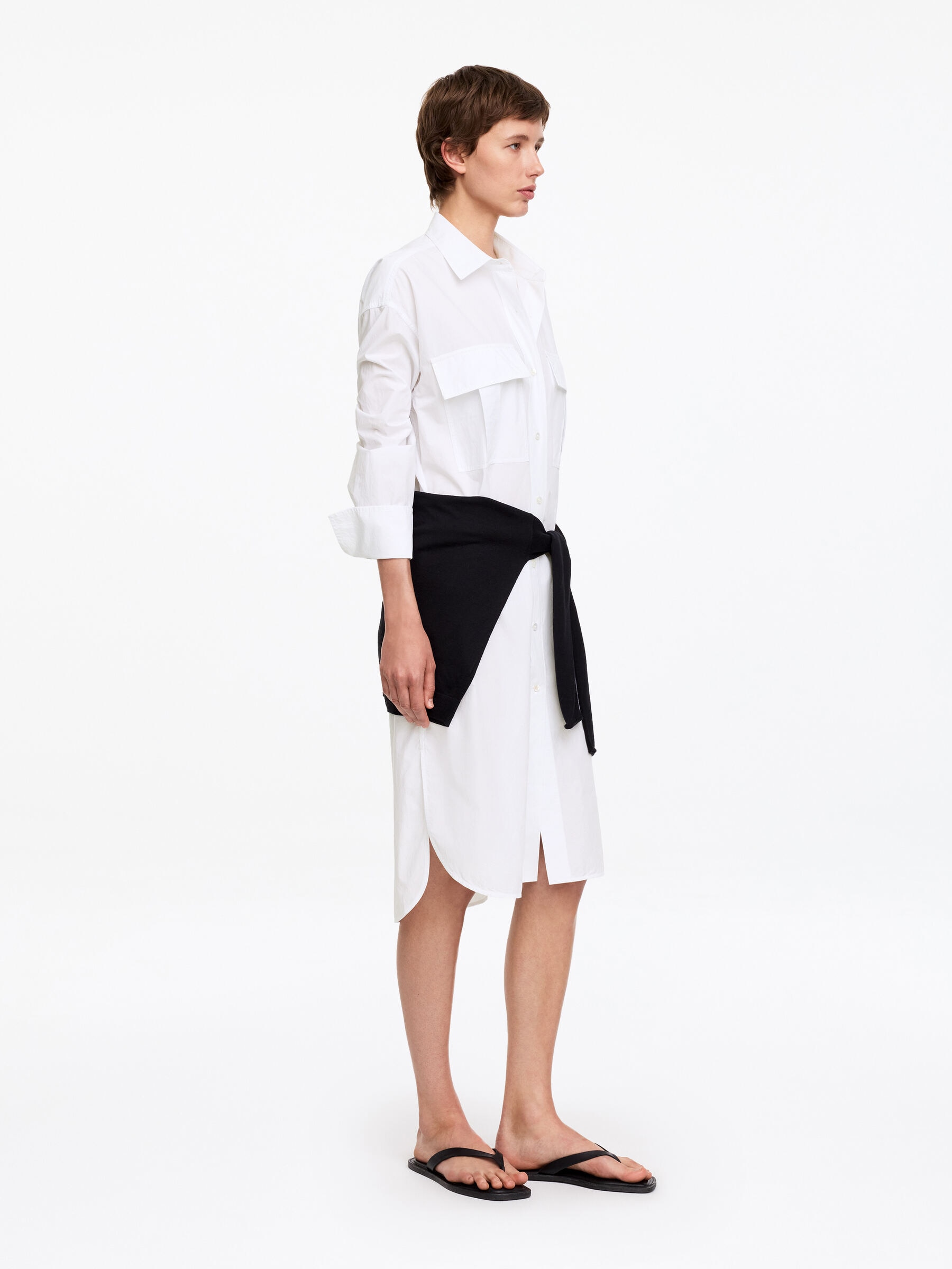 Robe-chemise en coton - Blanc - Loose fit - Femme - StillMedia/Lookbook - 4