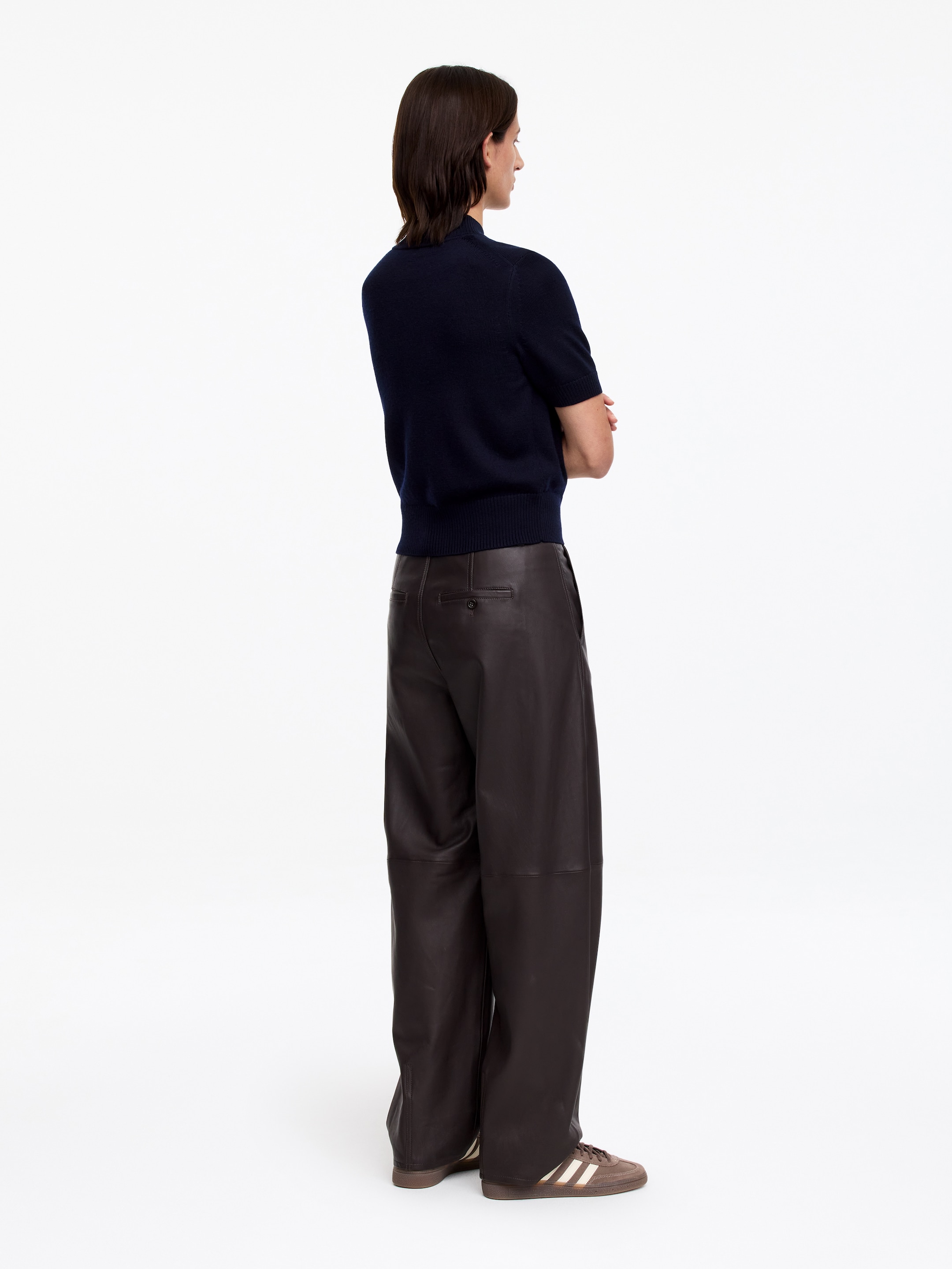 Tröja i merinoull med kort ärm - Mörkblå - Regular fit - Women - StillMedia/Lookbook - 7