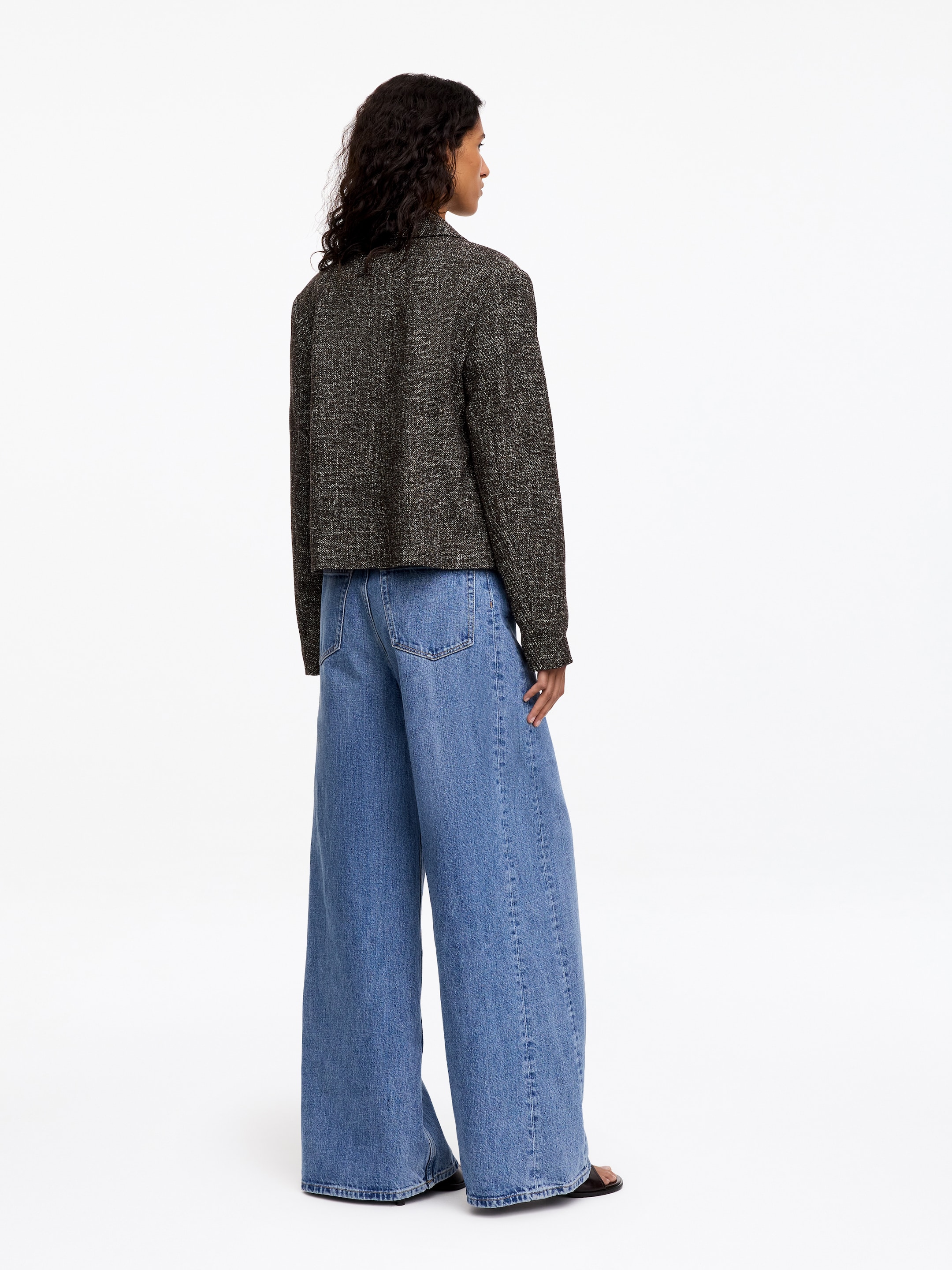 Wool Blend Cropped Jacket - Grey Melange - Regular fit - women - StillMedia/Lookbook - 3