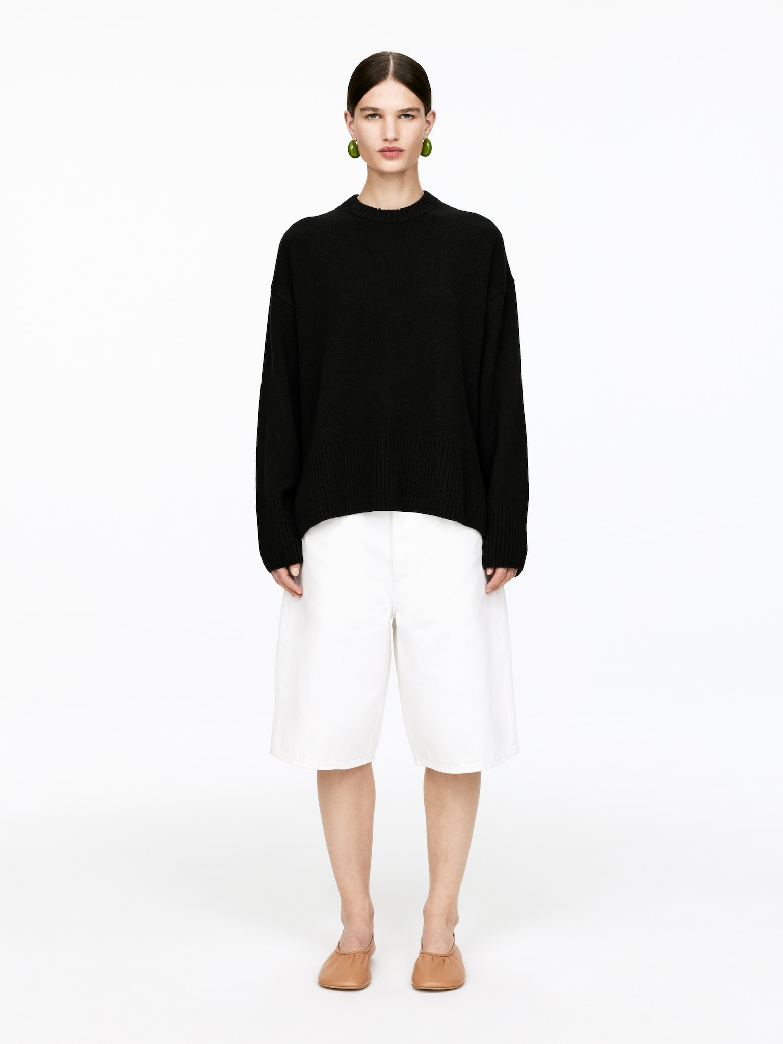 Pull décontracté en laine et cachemire - Noir/Beige - 5