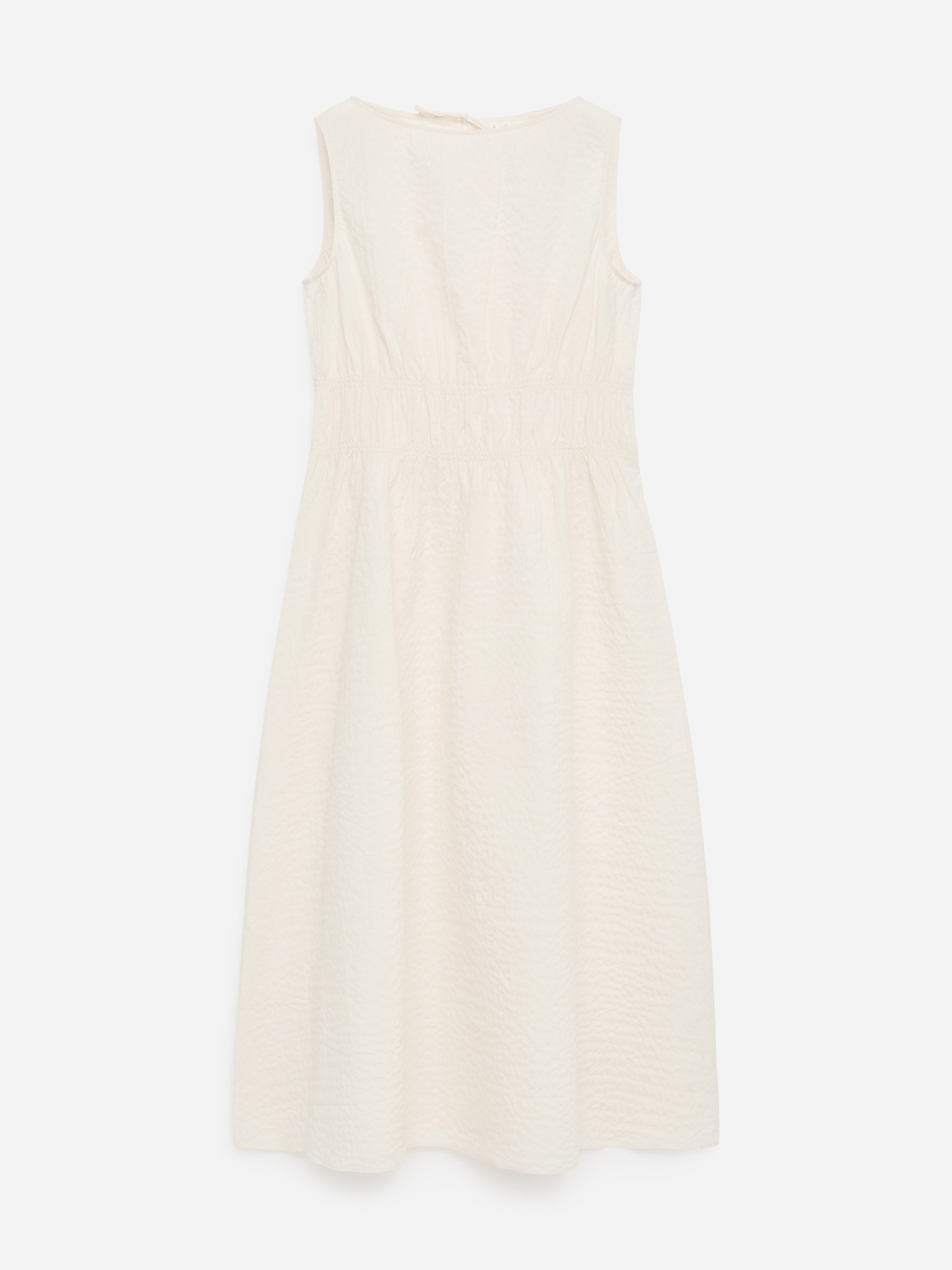 Kleid aus Seersucker-Weiß-19137