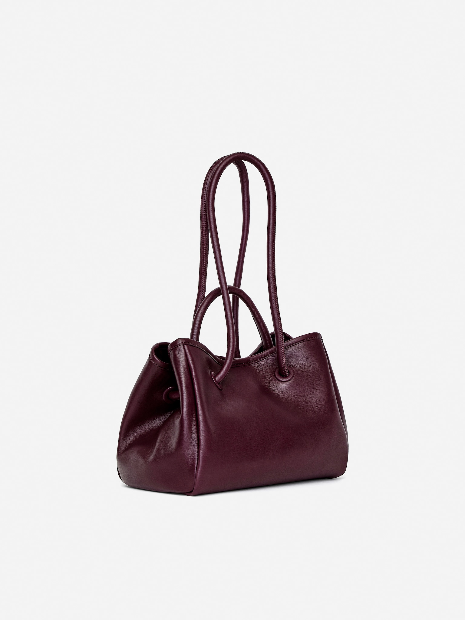 Crossbody Leather Bag - Dark Red - 6