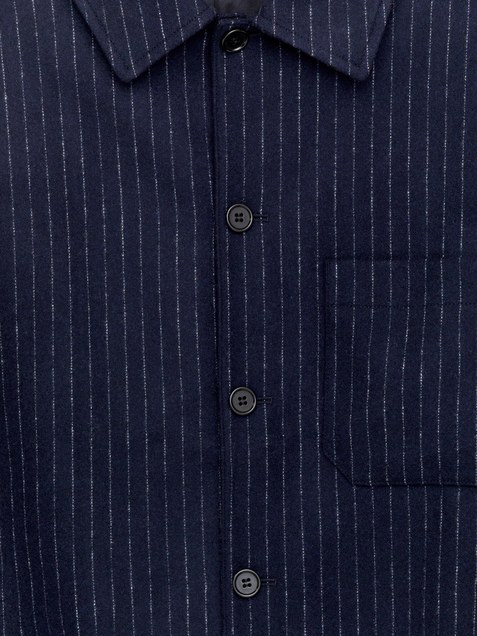 Surchemise à fines rayures en laine mélangée - Bleu foncé - 6