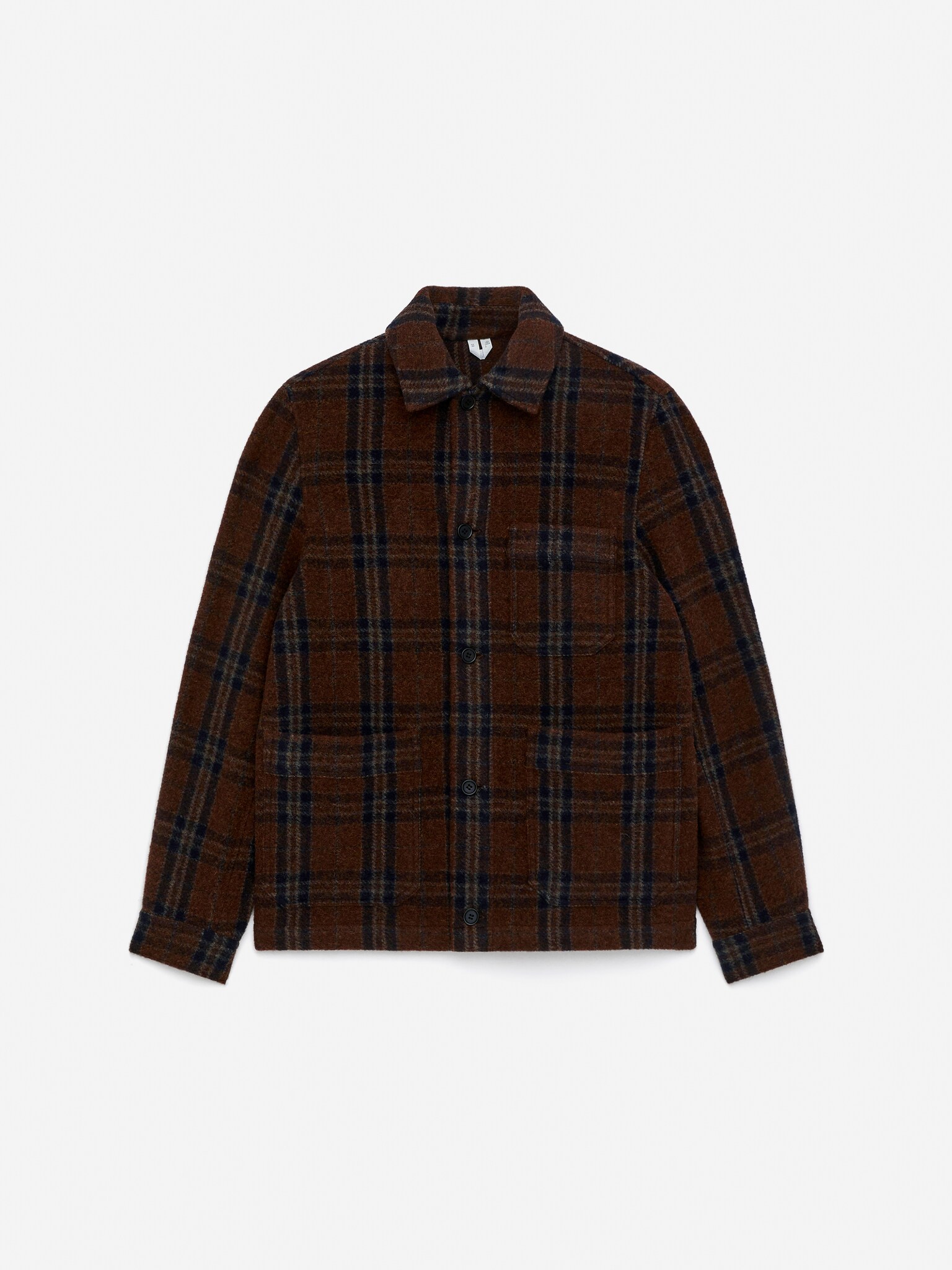 Wool-Blend Overshirt - Marrón/azul/beige