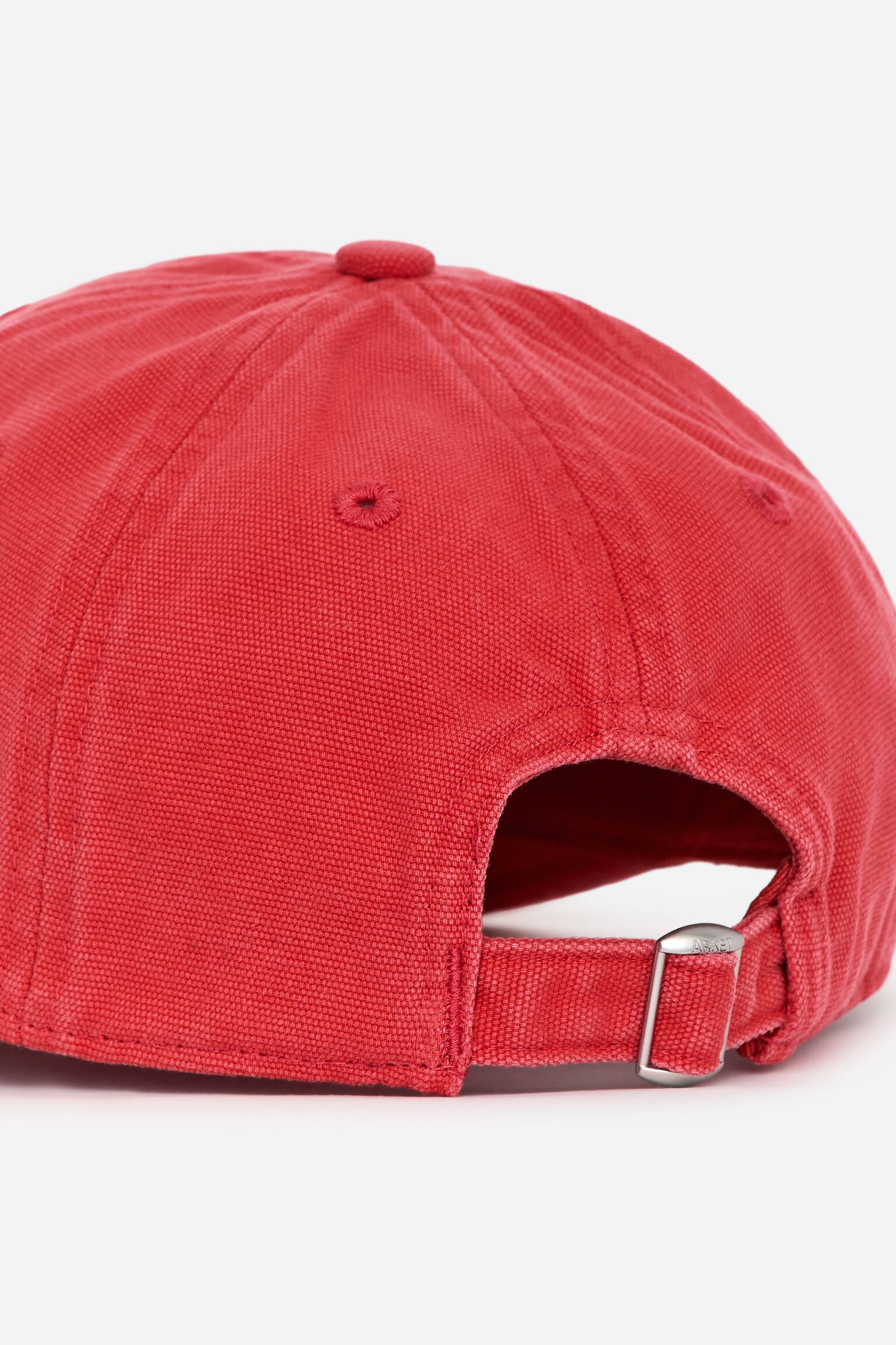 Cappellino in tela di cotone lavato - Rosso/Nero - 4