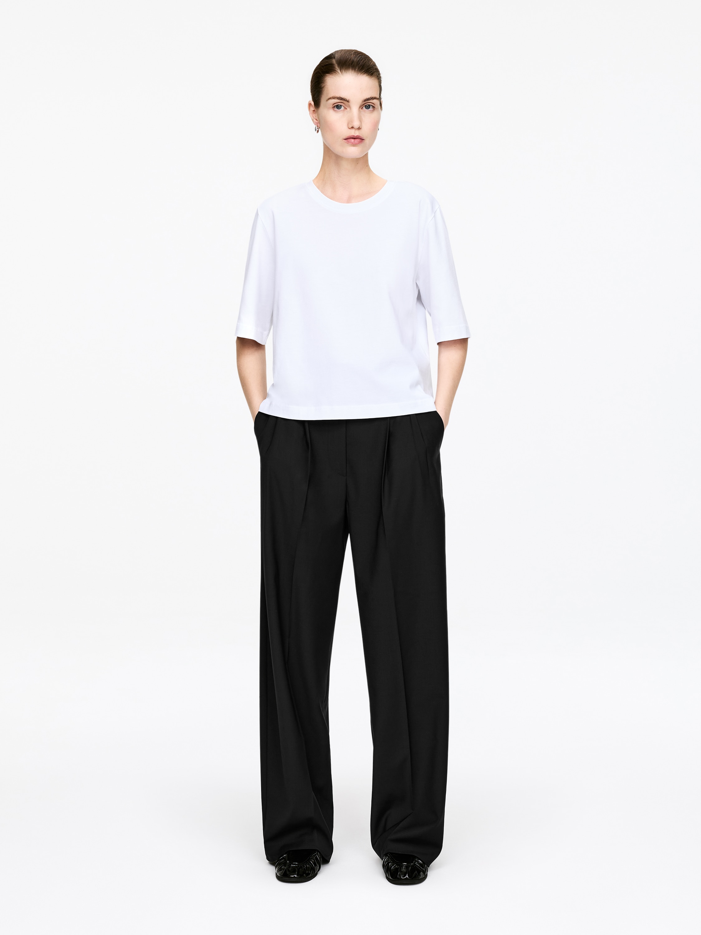 Elegante broek met wijde pijpen - Zwart