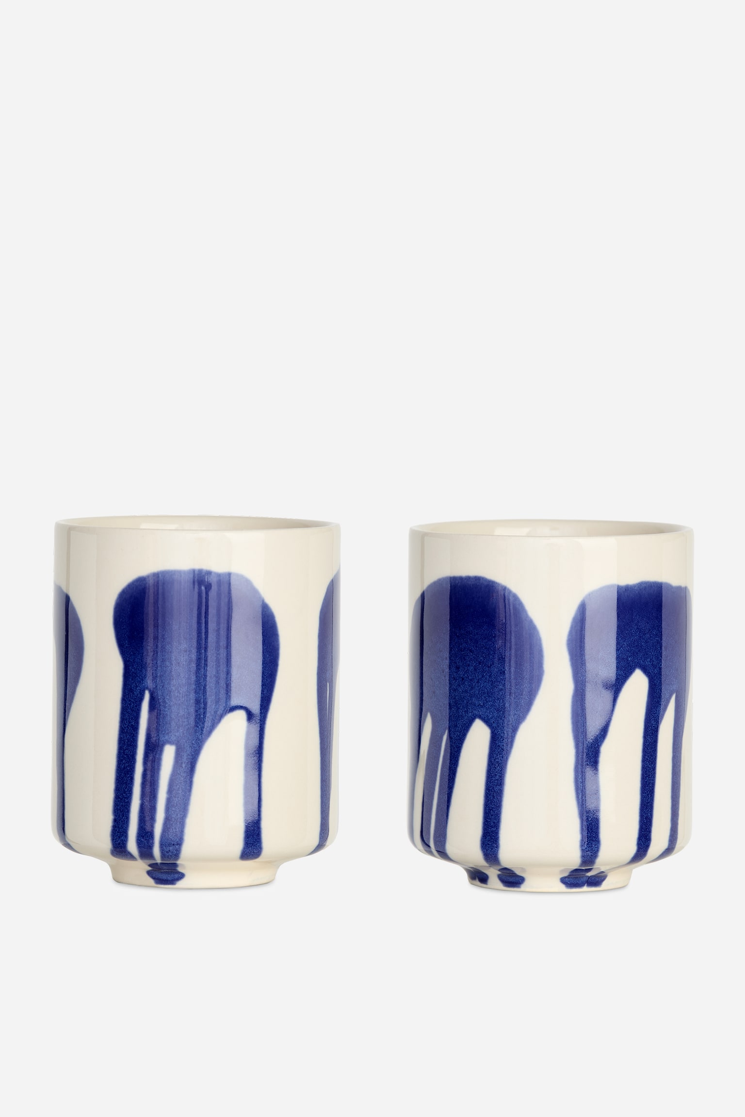 Set van 2 keramieken bekers - Off White/Blue Drip/Blauwe stippen/Wit/donkerblauw/Roze/offwhite/Gebroken wit/blue dip/Gebroken wit/green dip/Gebroken wit/light blue dip/Gebroken wit/rood - 1