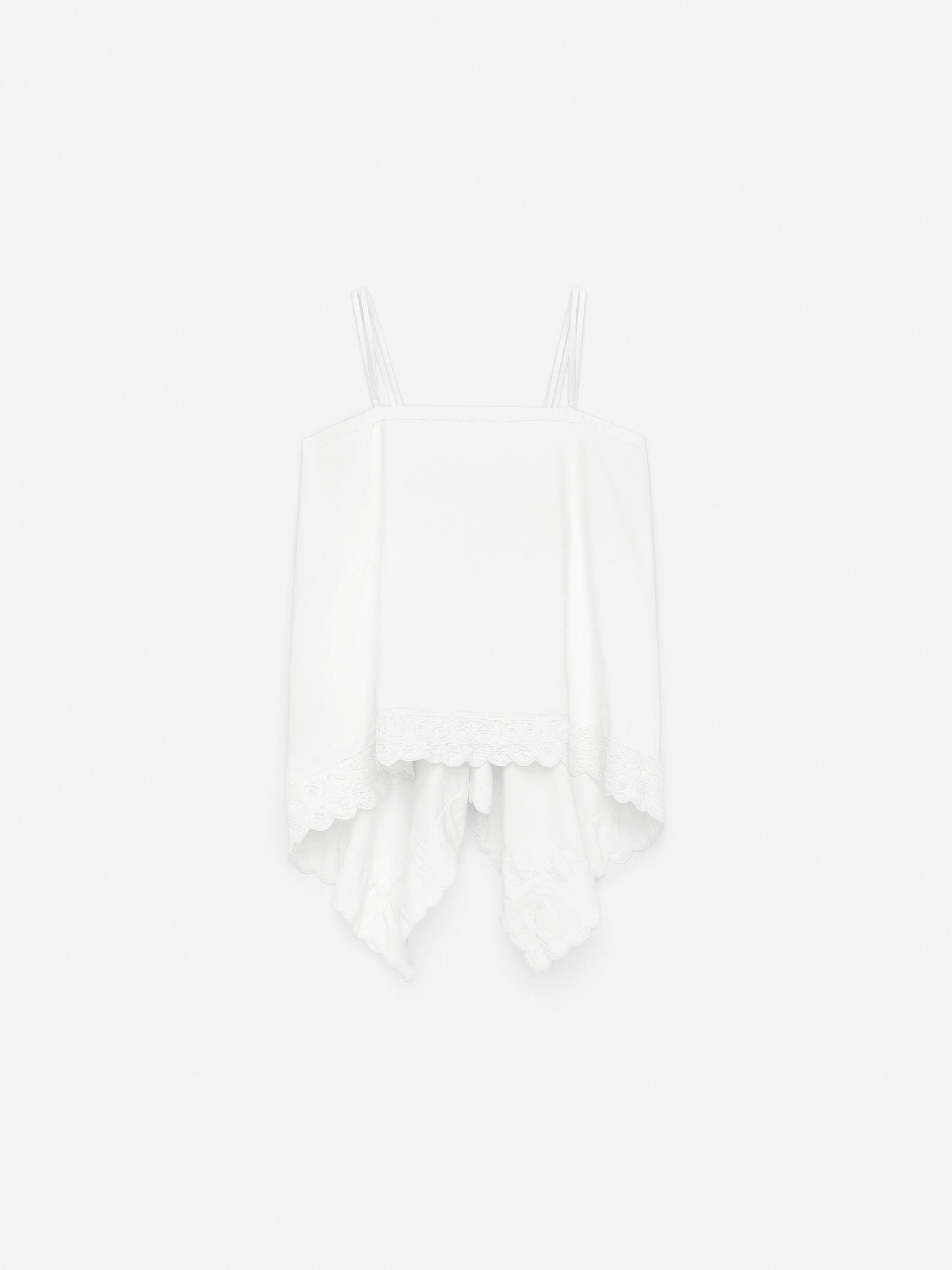 Embroidery-Detail Strap Top-#F4F3E9-15270