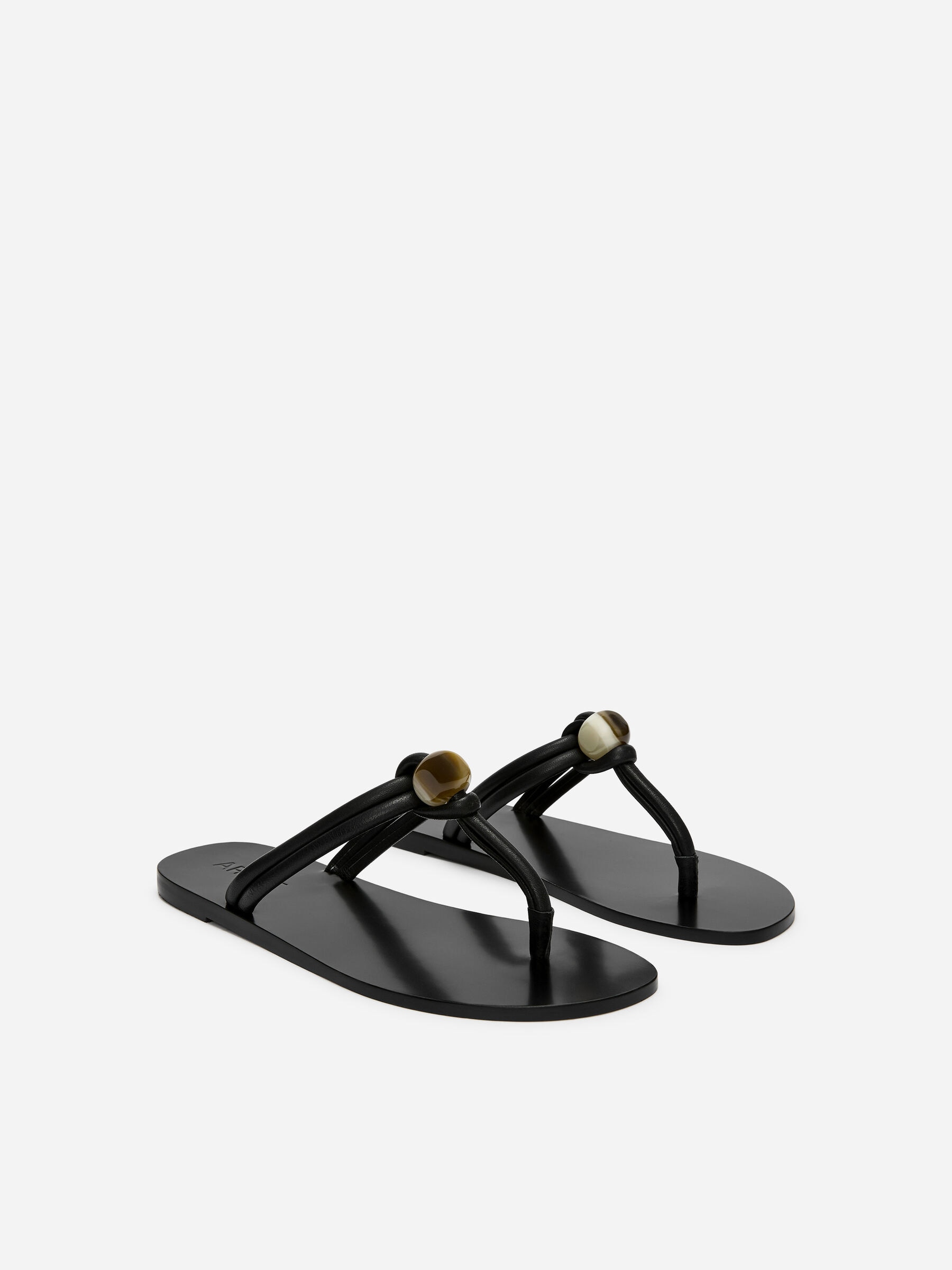 Beaded Leather Flip Flops - Black - Women - StillMedia/DescriptiveStillLife - 3