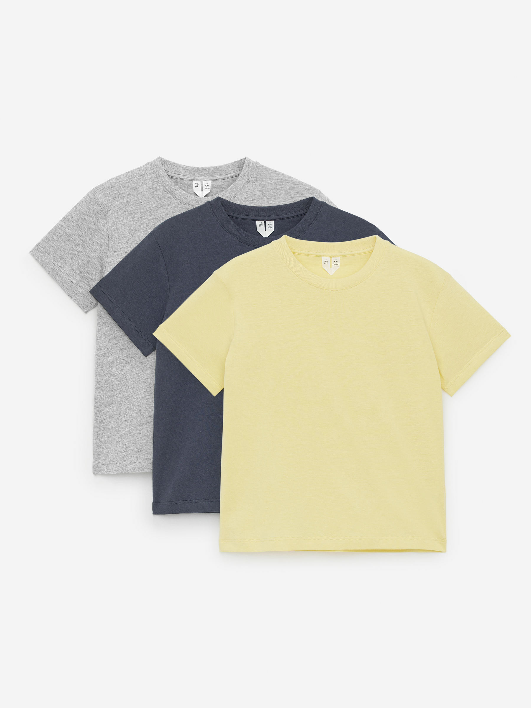 T-Shirt mit Rundhalsausschnitt, 3er-Pack - Schwarz/Gelb/Grau - Regular Fit - Kinder - StillMedia/DescriptiveStillLife - 3