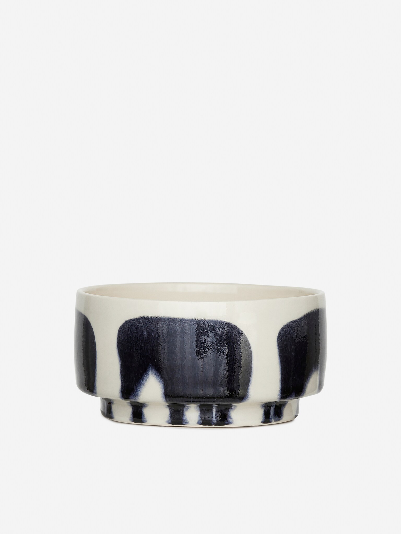 Bol en grès 14 cm - Blanc/Noir/Bleu/Écru