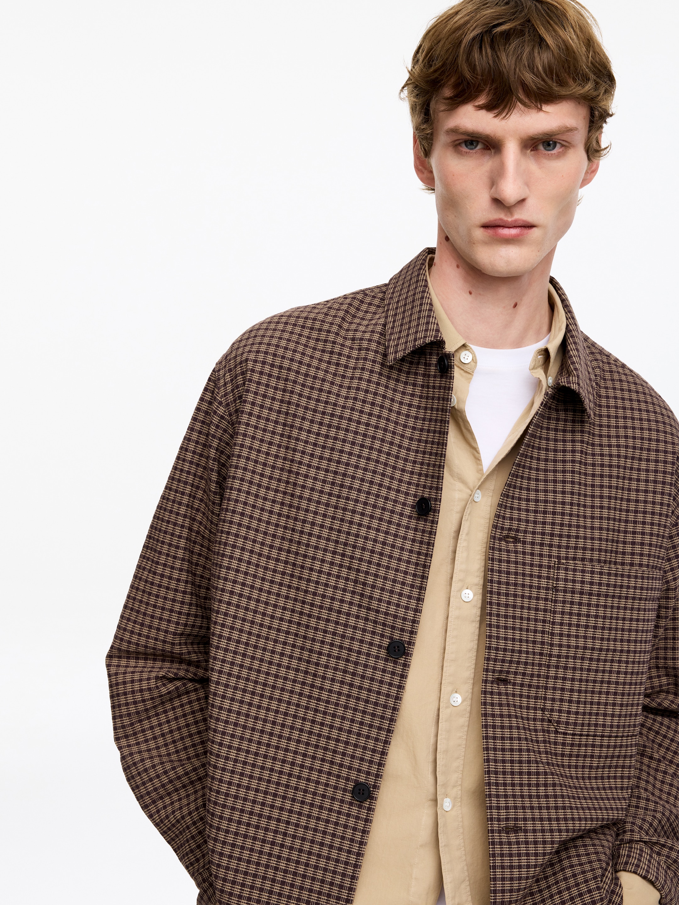 Relaxed Seersucker Shirt - Brown/Checkered - Relaxed fit - Men - StillMedia/Lookbook - 2
