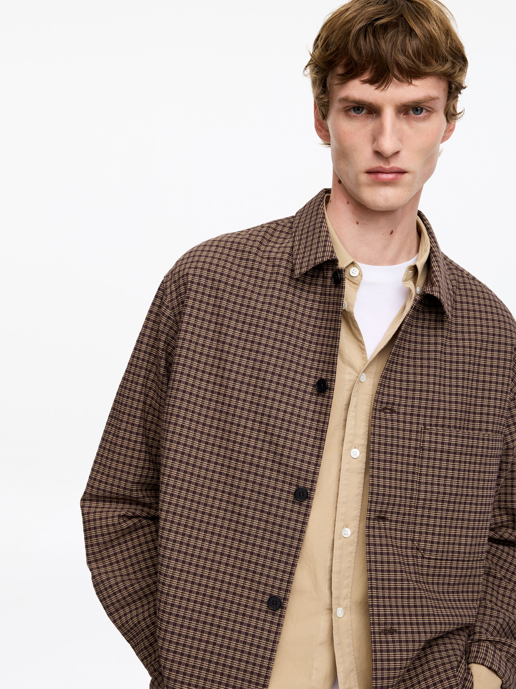 Skjorta i bäckebölja - Beige/rutig - Relaxed fit - Men - StillMedia/Lookbook - 2