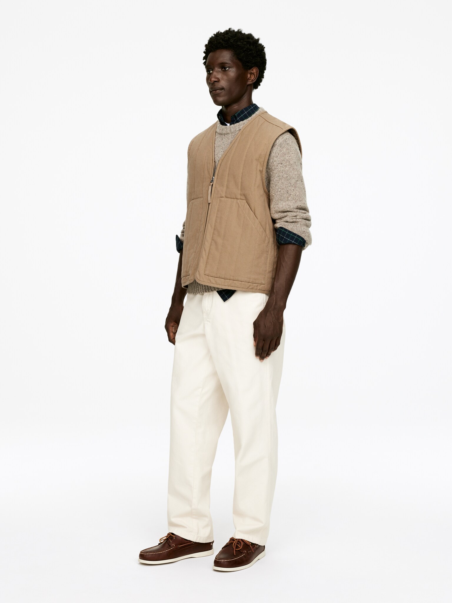 Vattert workwear-vest - Mørk beige - 6