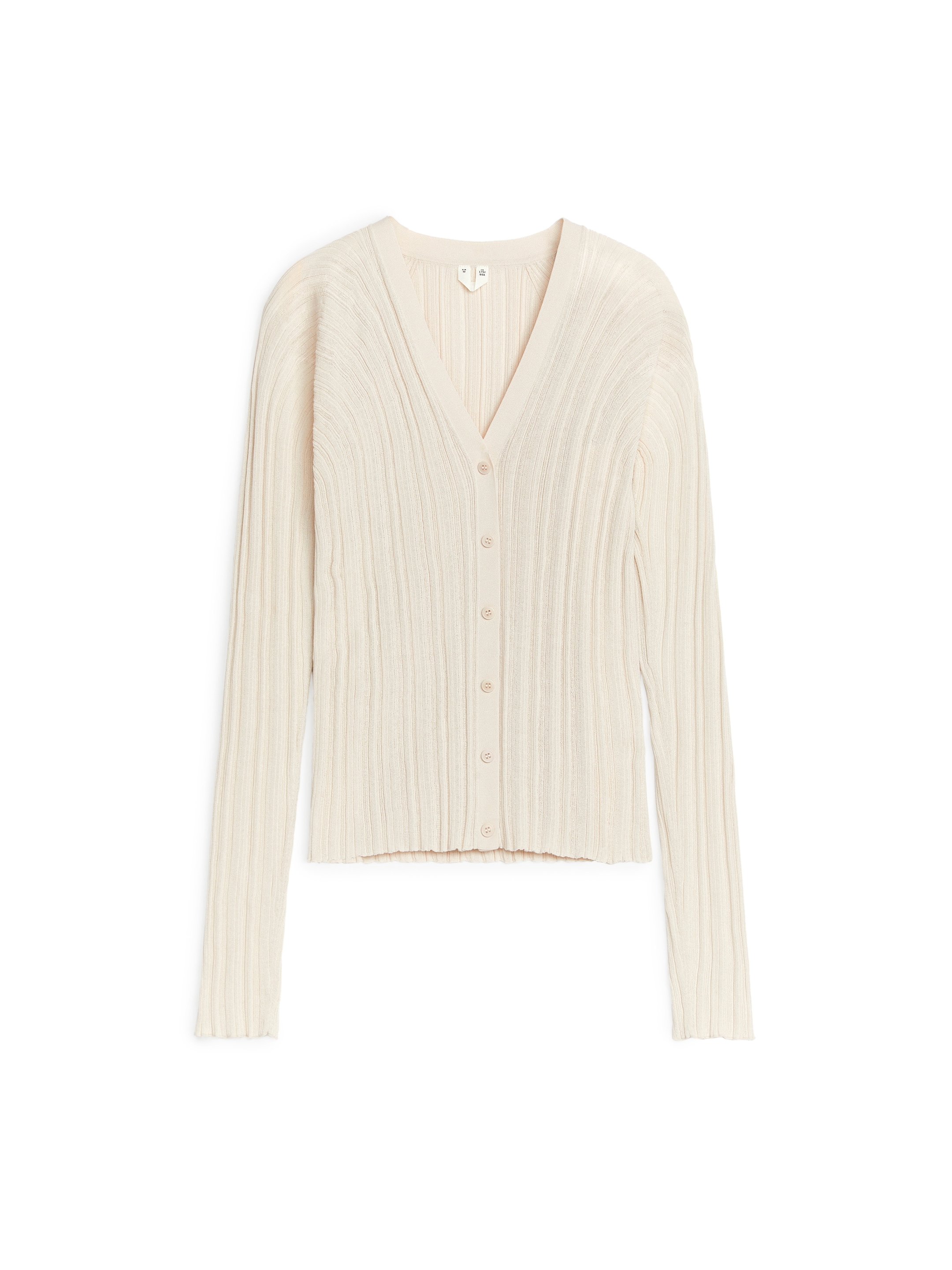 Rib-Knitted Cardigan - Light Beige - Slim fit - Women - StillMedia/DescriptiveStillLife - 1