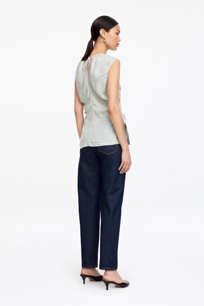 Drawstring Top -White/Blue - 5