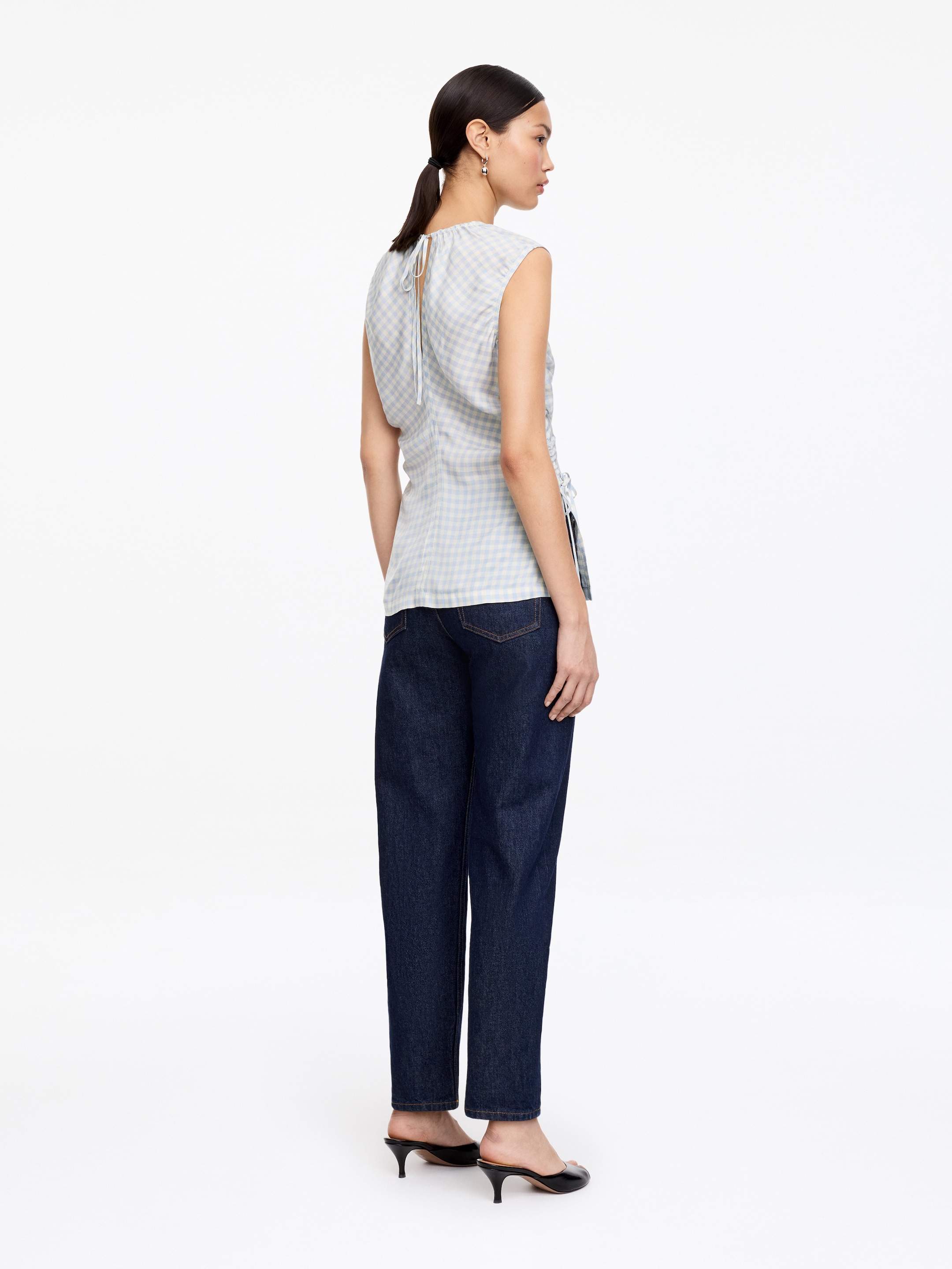 Drawstring Top - White/Blue - Slim fit - Women - StillMedia/Lookbook - 4