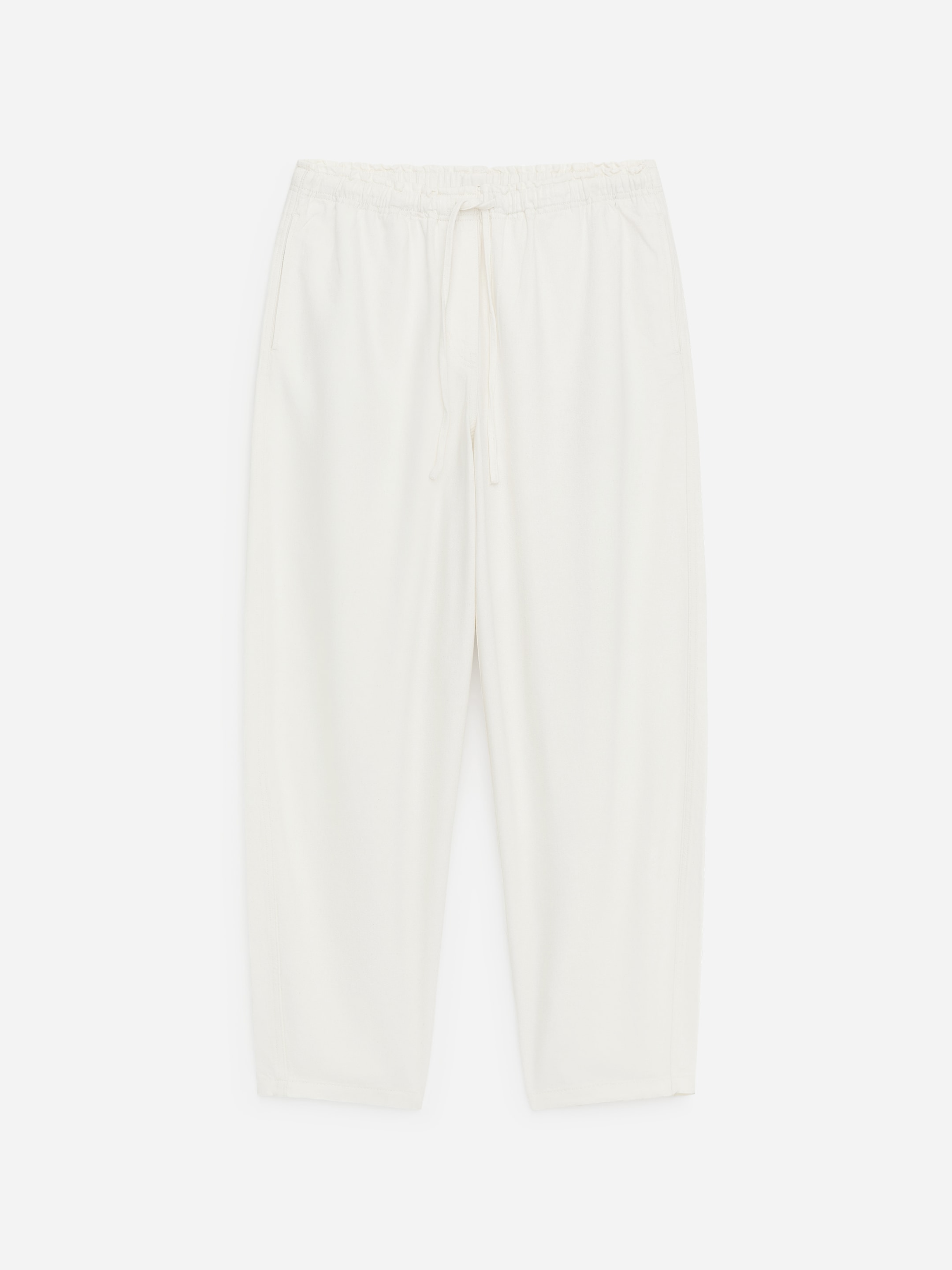 Pull-On Denim Trousers-White-18924