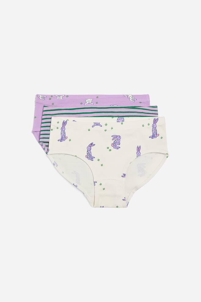 Cotton Jersey Briefs Set of 3 - Lilac/Rabbits/White/Red/Pink/White/Floral - 1