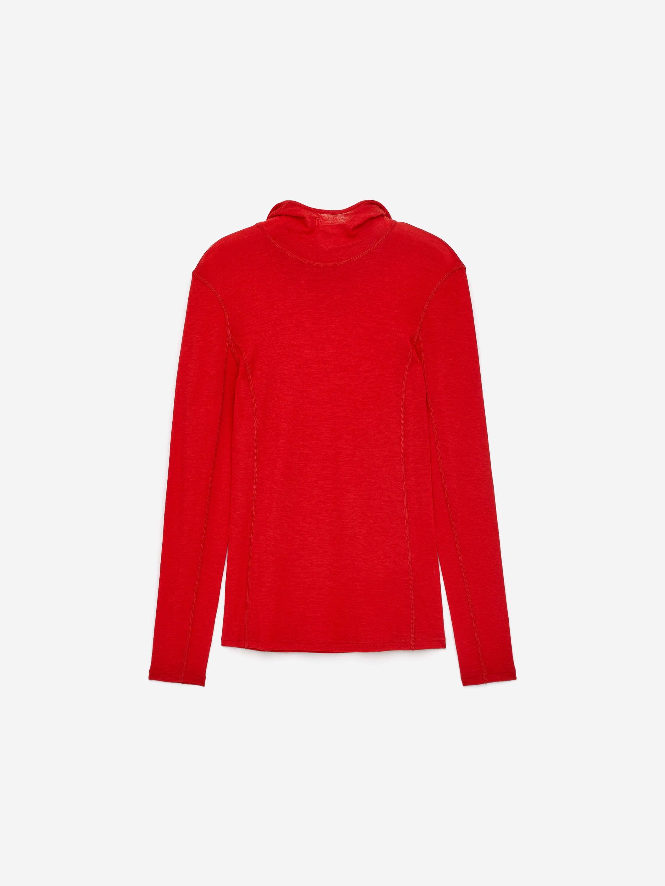 Gyapjú kapucnis pulóver - Piros/Fekete