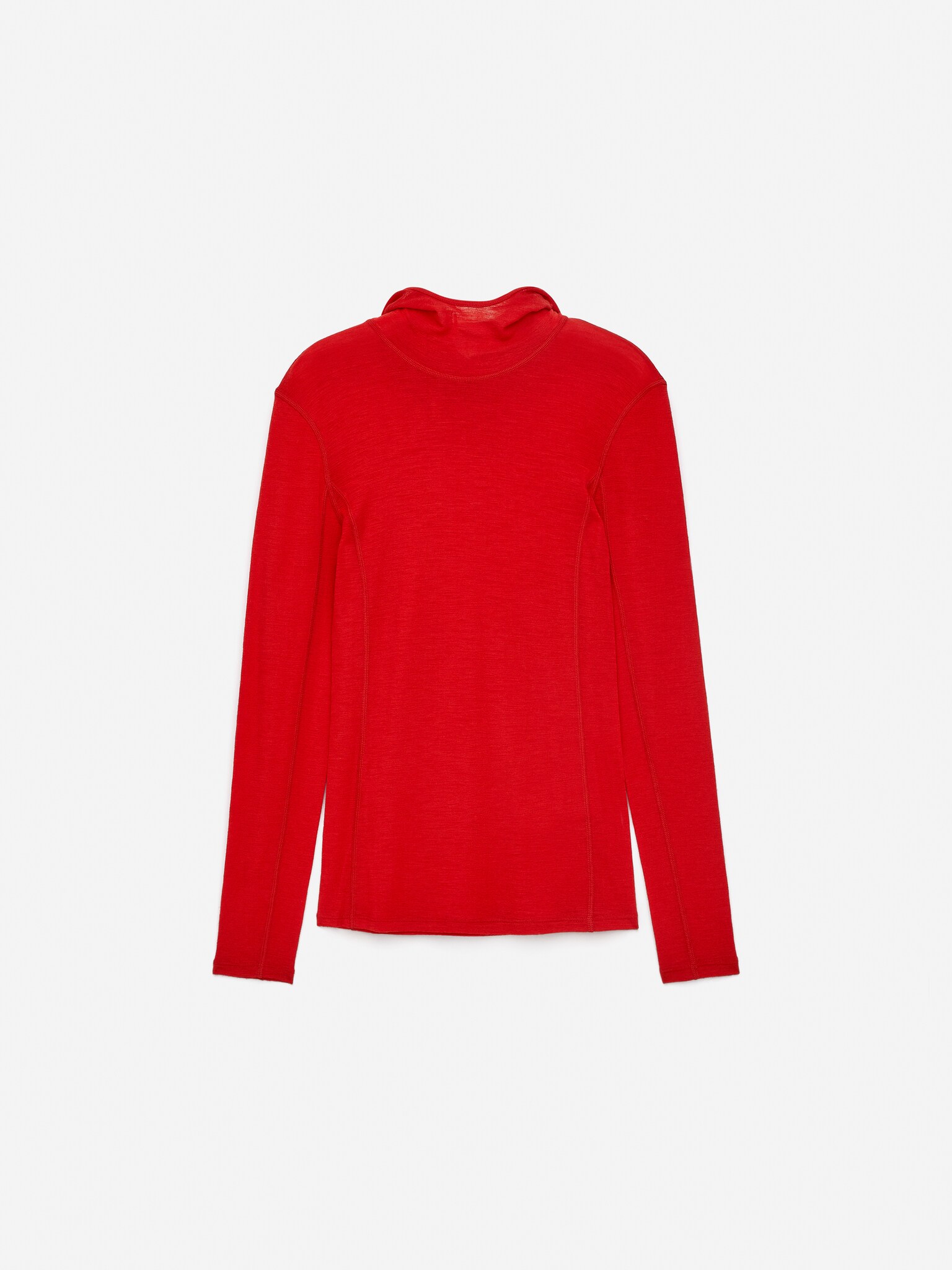 Pull à capuche en laine - Rouge/Noir - 2