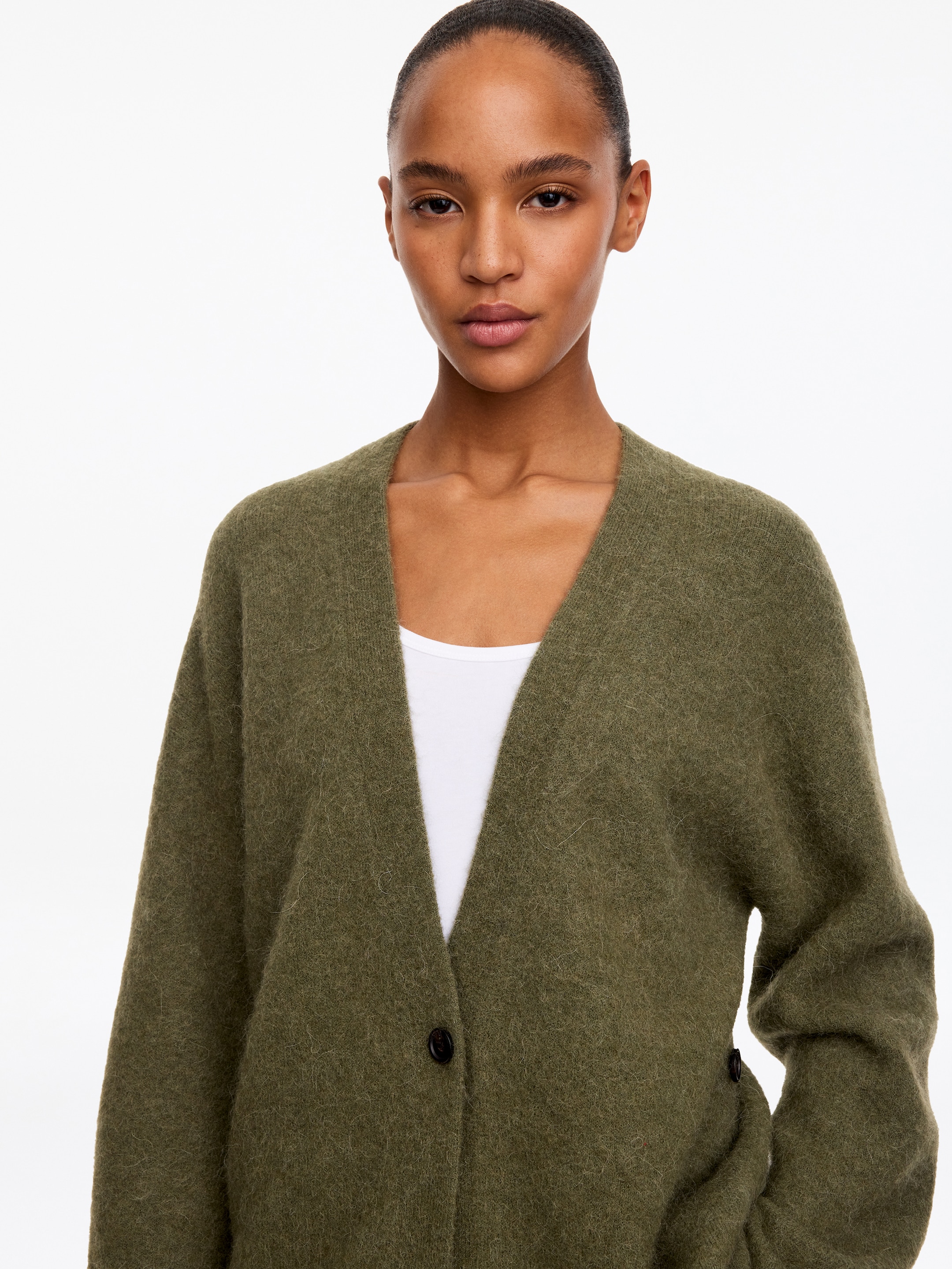 Cardigan in misto alpaca e lana - Verde kaki - Regular fit - women - StillMedia/Lookbook - 4