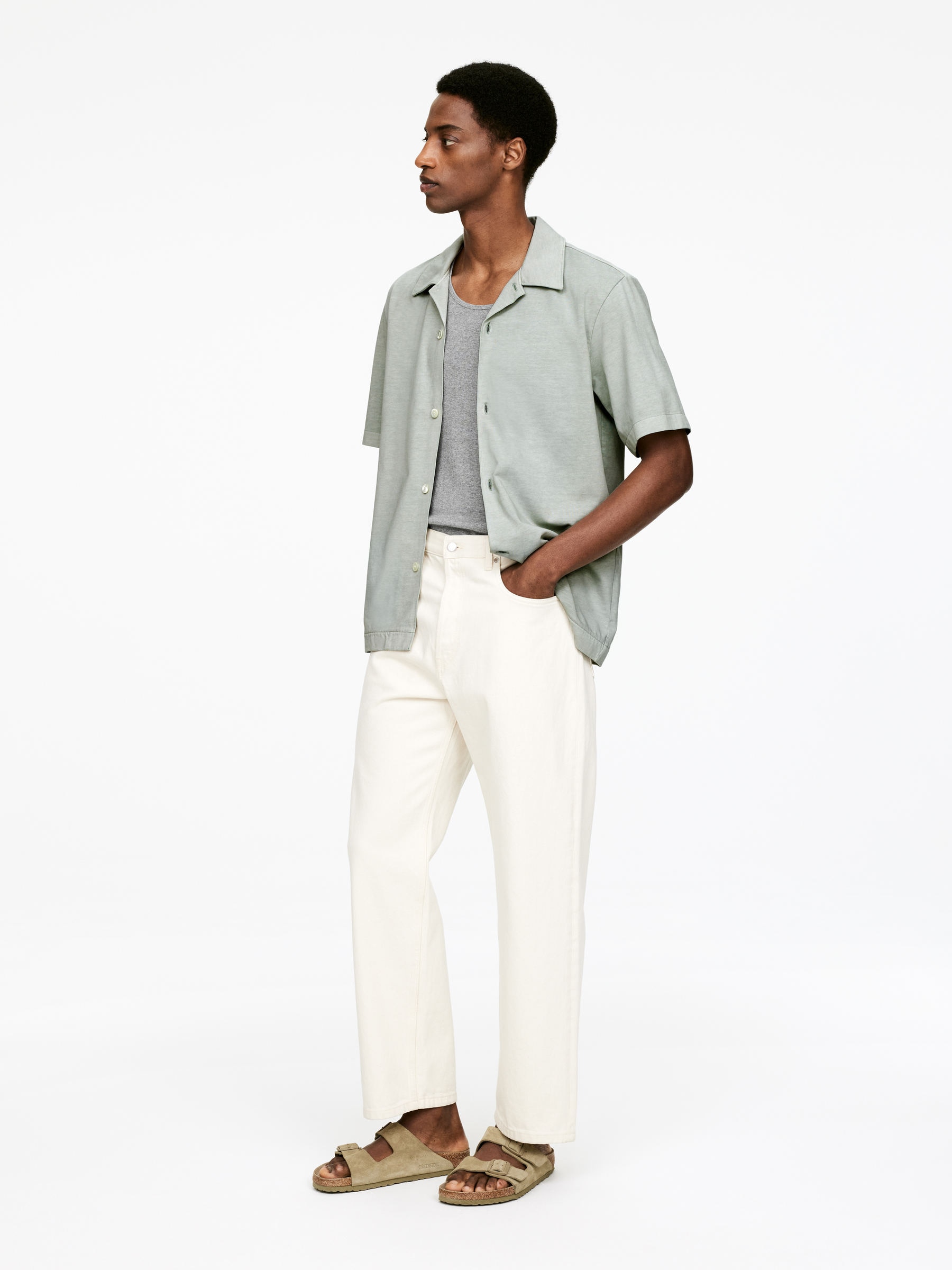 Short-Sleeve Jersey Shirt - Dusty Mint - Loose fit - Men - StillMedia/Lookbook - 3