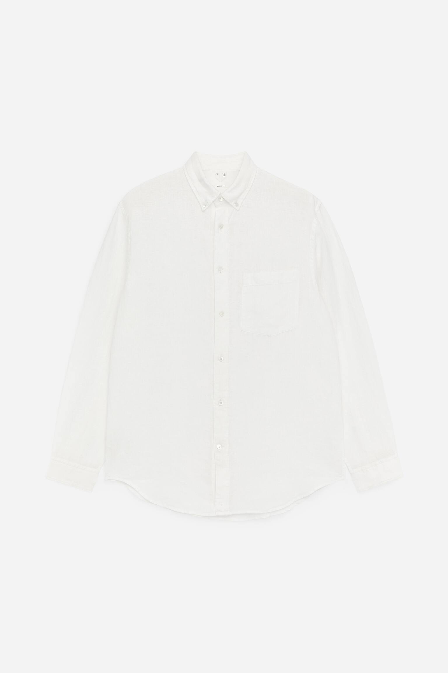 Vid linneskjorta - Off-white/Mörk dimrosa - 2