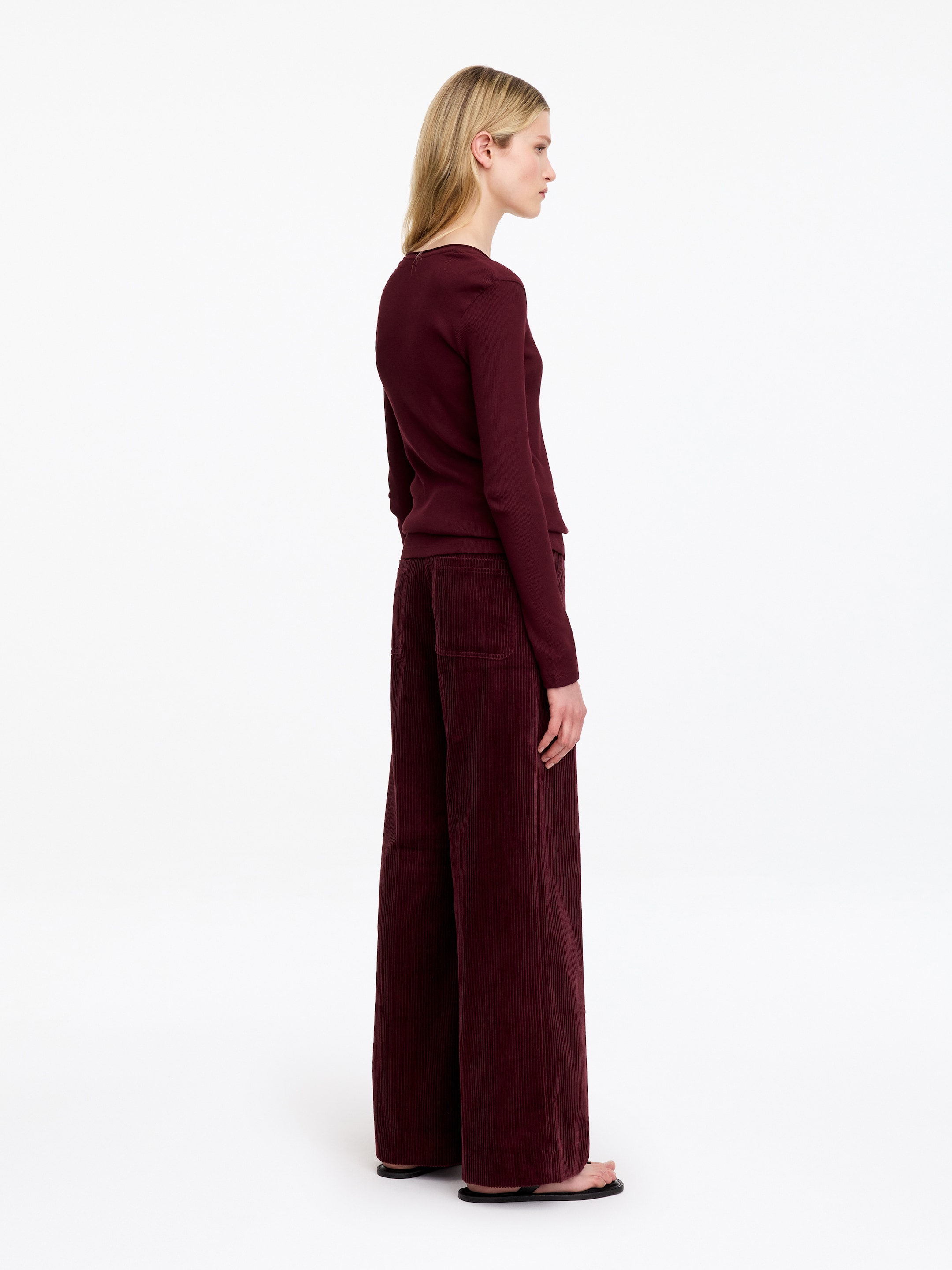 Rib Cotton Top - Dark red - Slim fit - women - StillMedia/Lookbook - 2