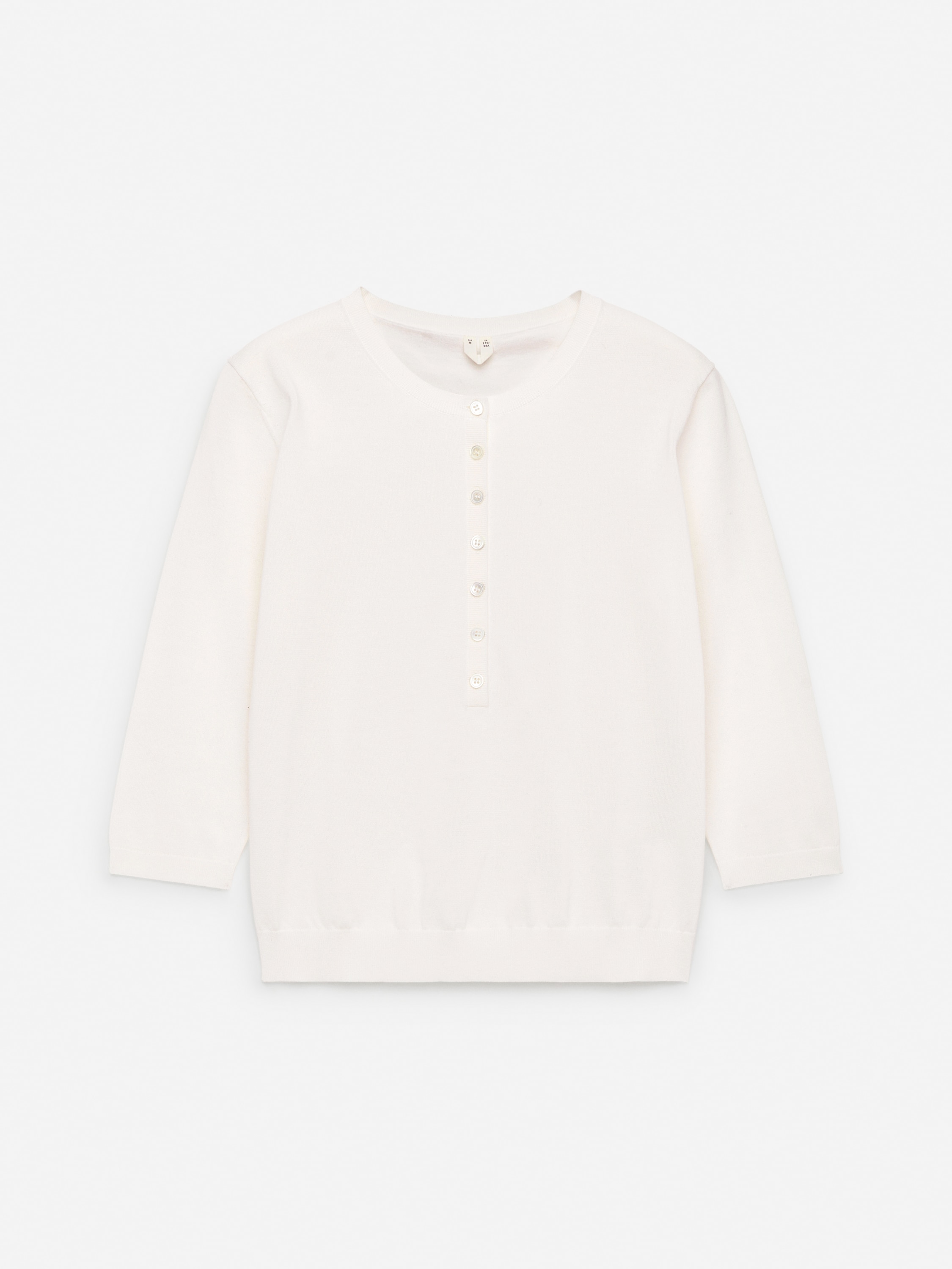 Bavlněný Henley top - Bílá/Tmavě hnědá