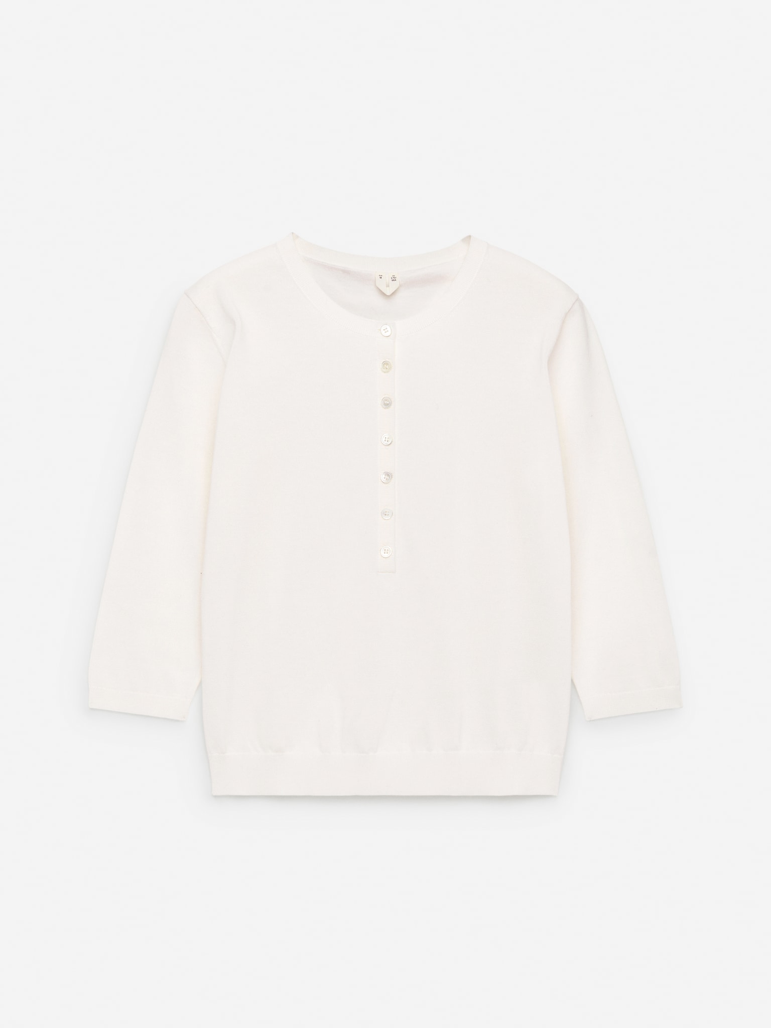 Bawełniany top henley - Biały - 2