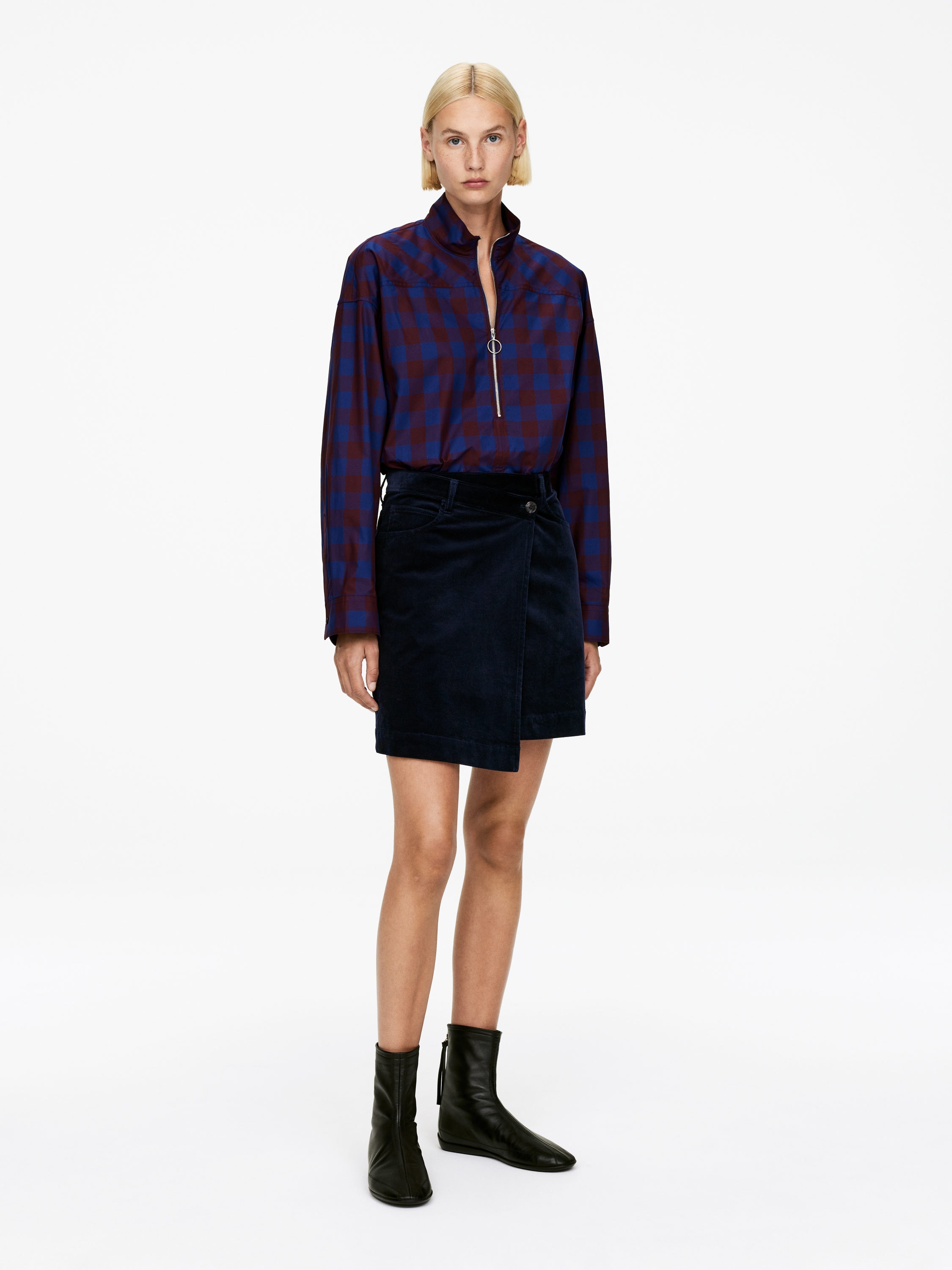 Corduroy Wrap Skirt - Dark Blue - Regular fit - Women - StillMedia/Lookbook - 12