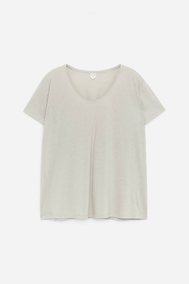 Scoop-neck T-shirt - Mole/White/Black - 1