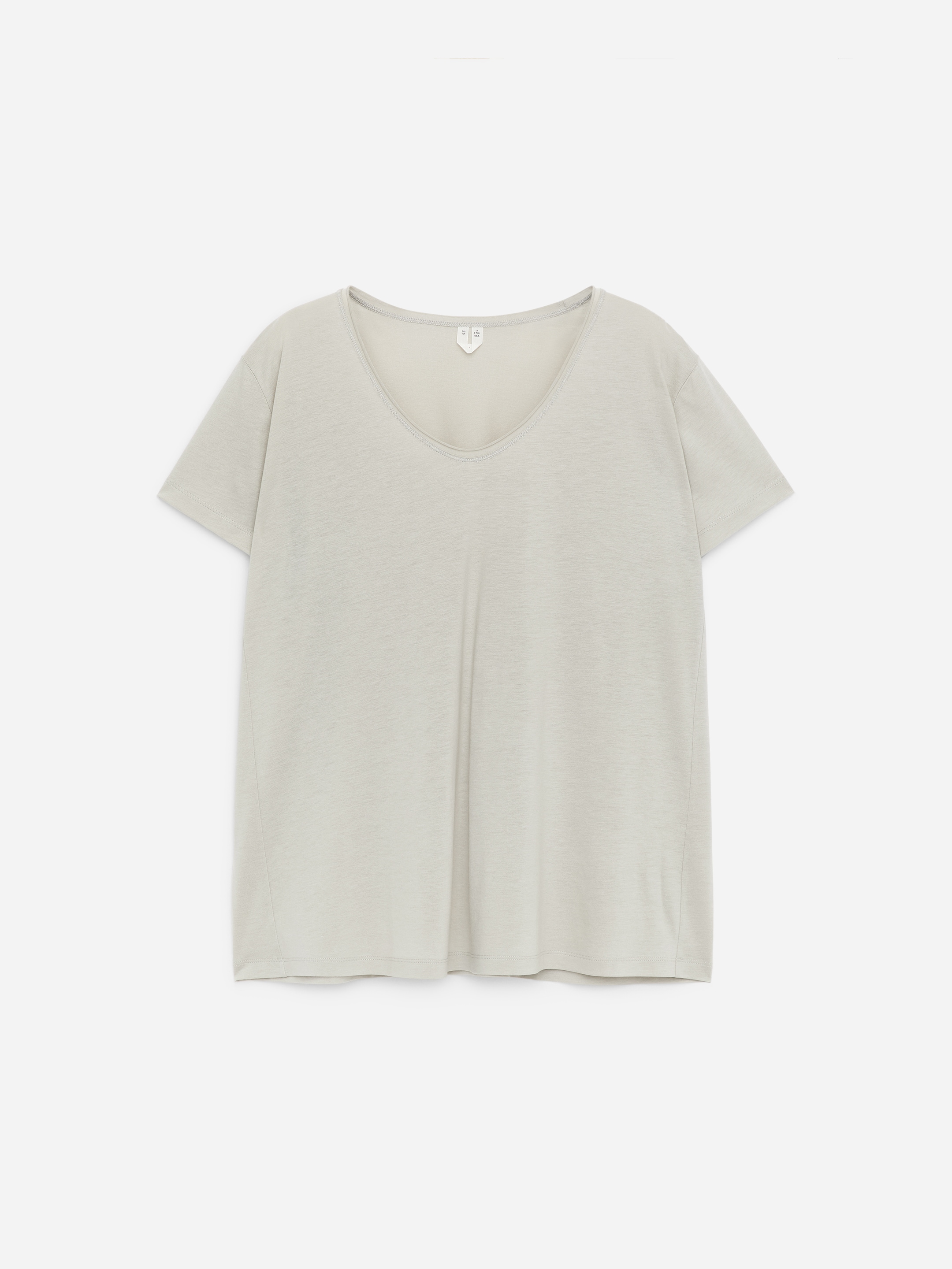 Scoop-neck T-shirt-Beige-19089