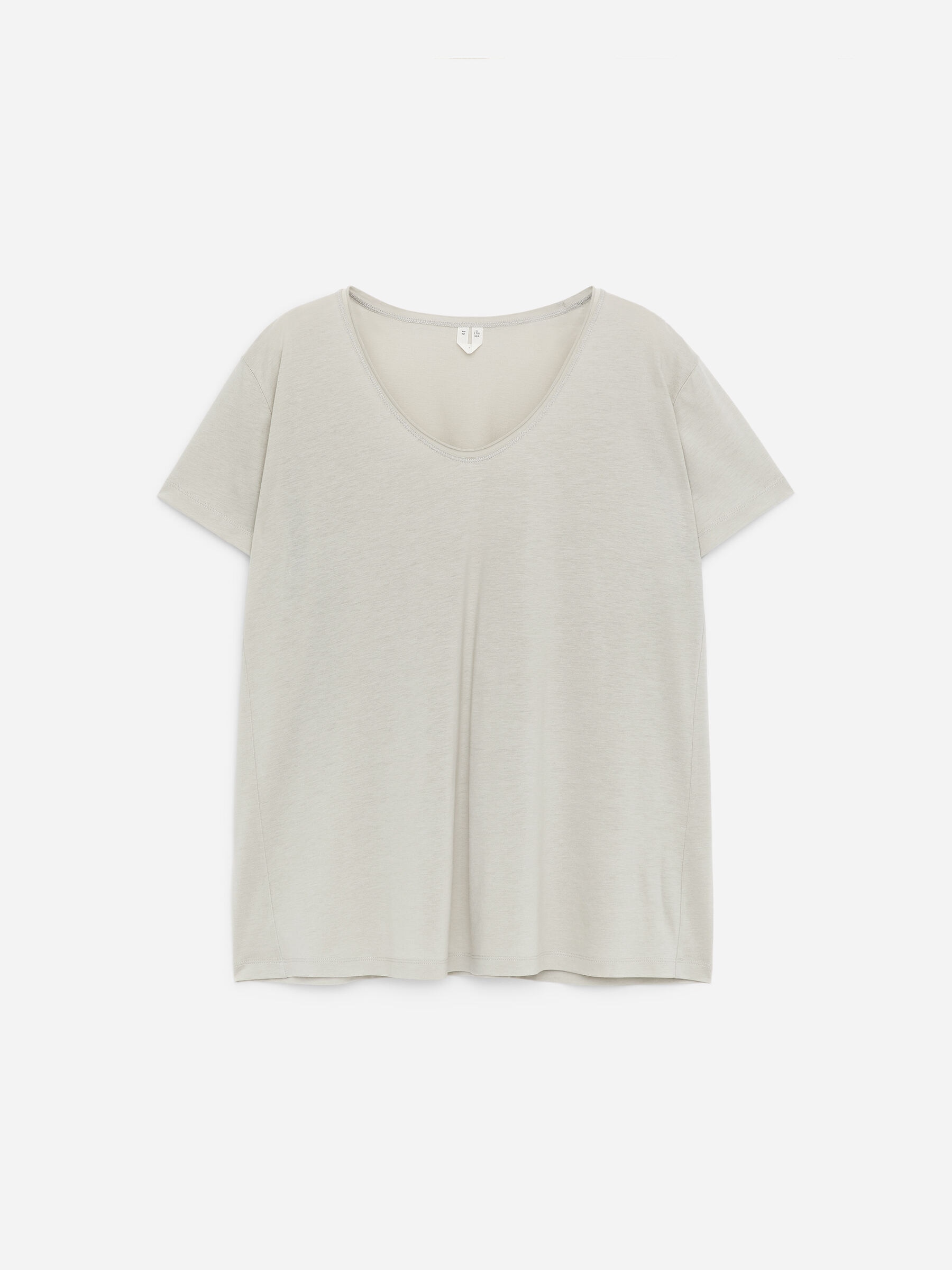Scoop-neck T-shirt-#B7B4AA-19089